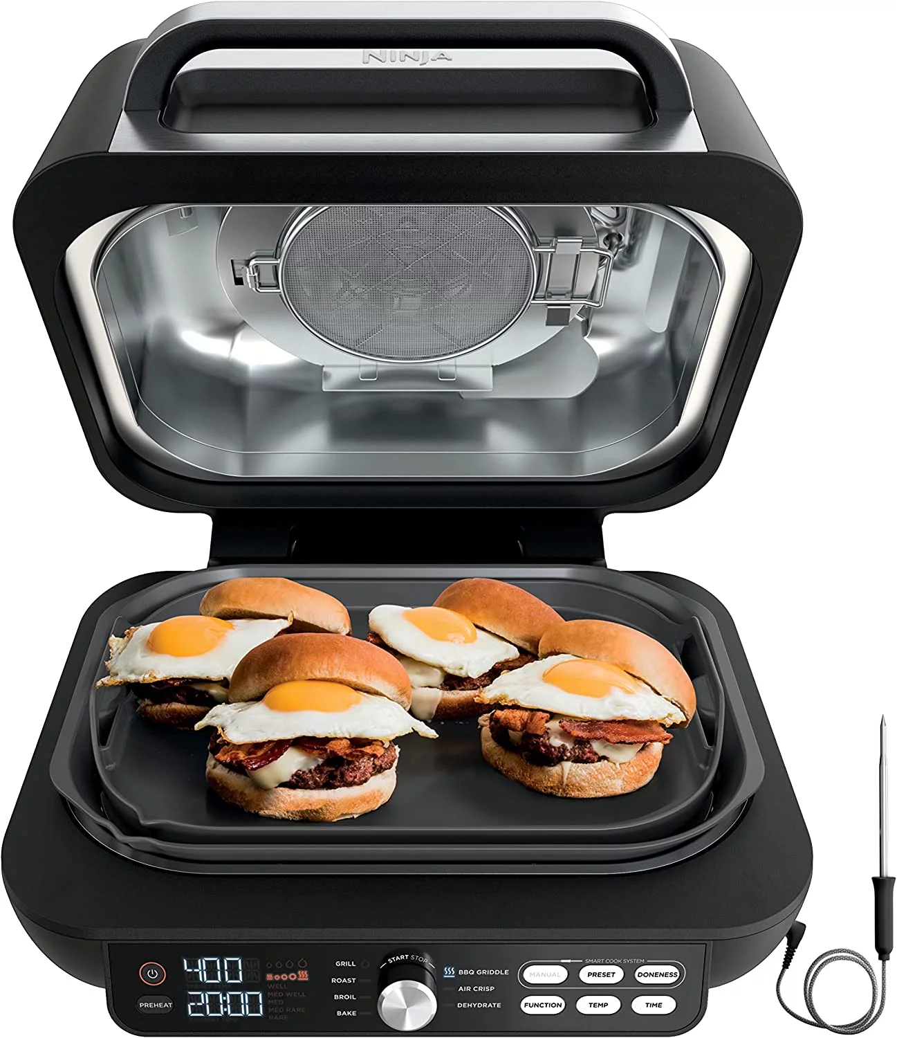 Restored Ninja IG651 Foodi Smart XL Pro 7in1 Indoor Grill/Griddle Combo Air Fry Black (Refurbished)