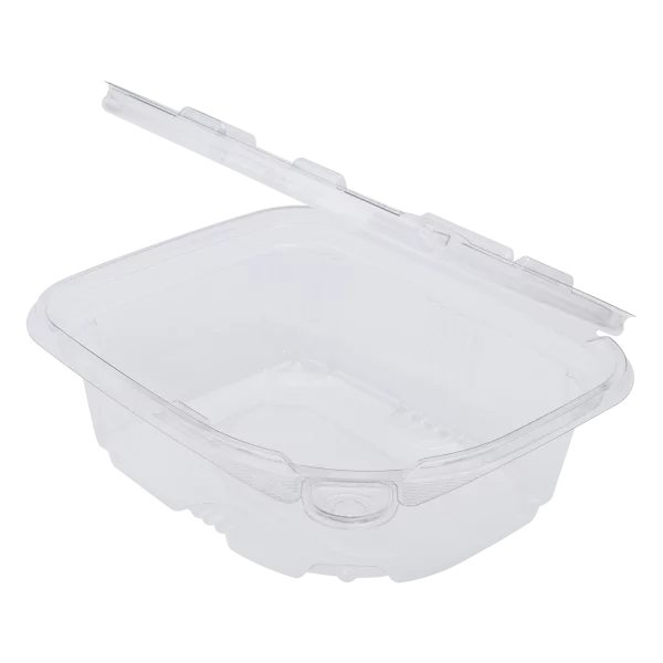 Karat 12oz PET Plastic Tamper Resistant Hinged Deli Container with Lid - 200 sets