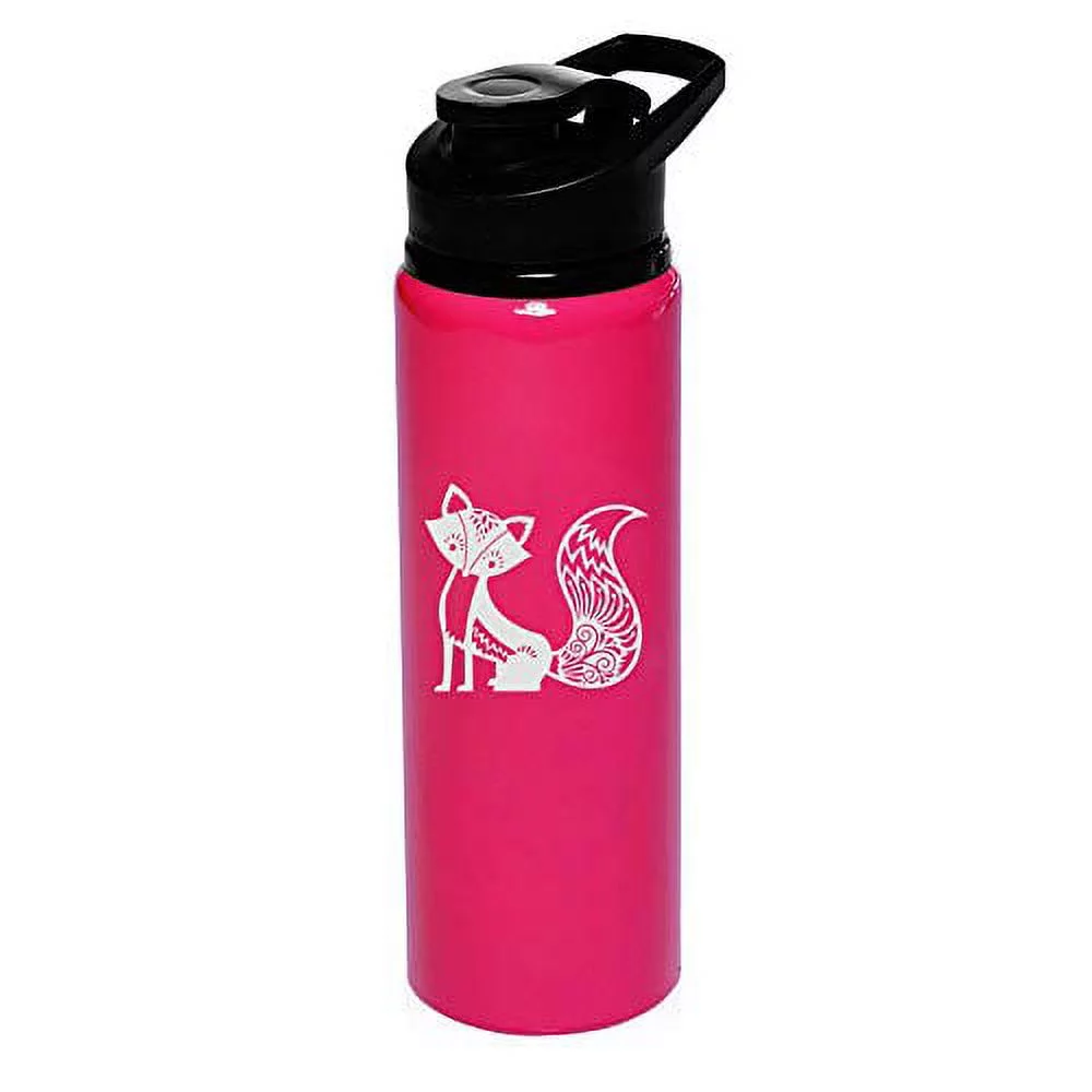 MIP Brand 25 oz Aluminum Sports Water Travel Bottle Fancy Fox (Hot-Pink)