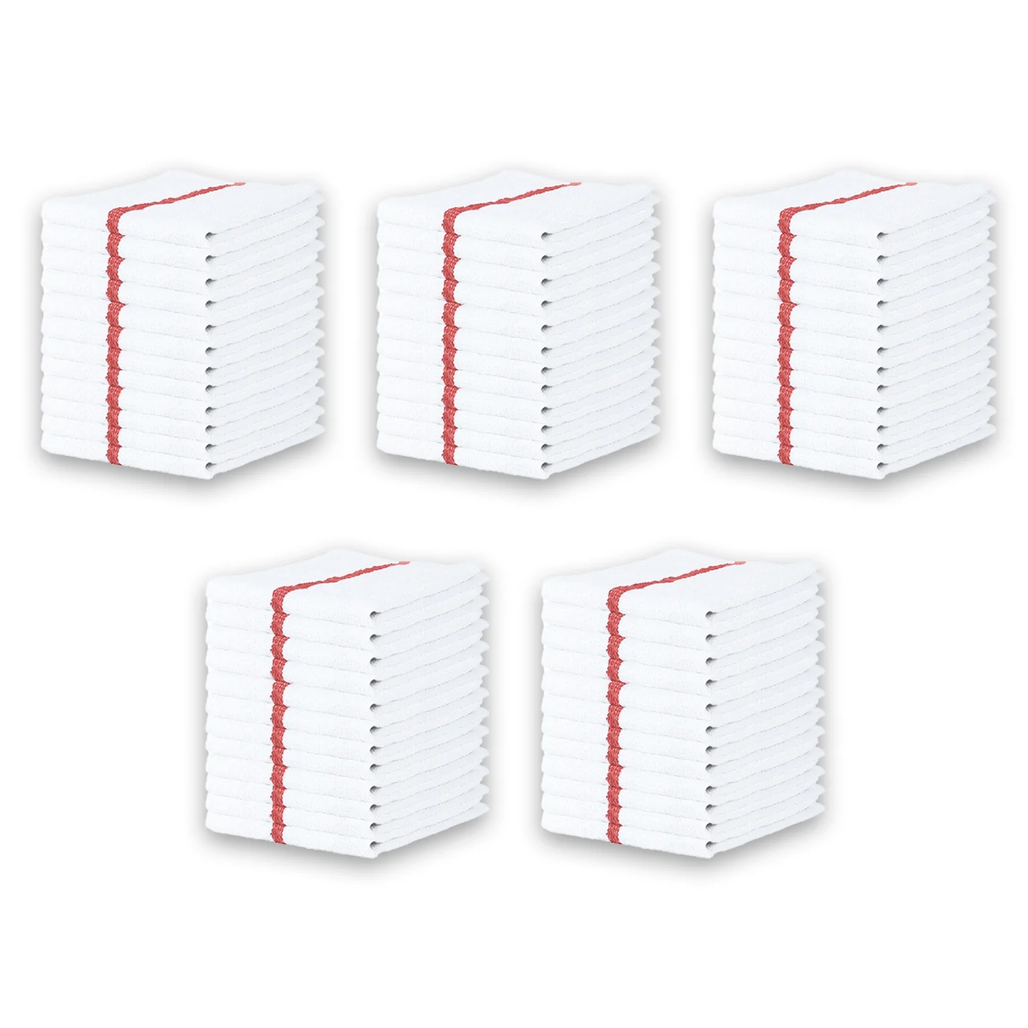Arkwright Bar Mop Towels (16x19, (Bulk Case of 60), Cotton, White with Red Stripe