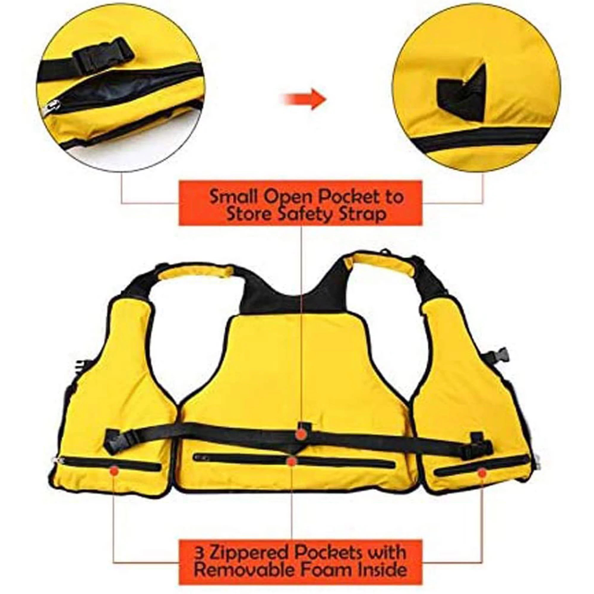 Sunisery Adult Adjustable Life Jacket Vest Marine Reflective Sailing Kayak Fly Fishing