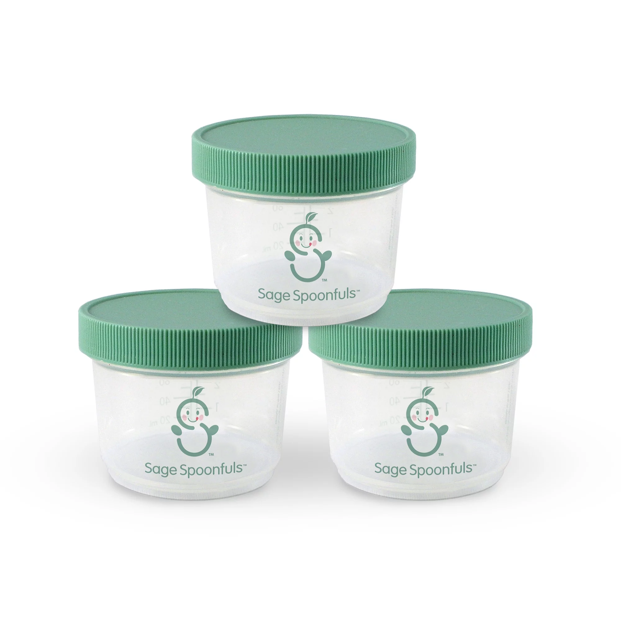 Sage Spoonfuls Reusable Baby Food Jars 4oz BPA-Free Plastic Food Storage Containers With Twist-Off Lids (3-Pack)
