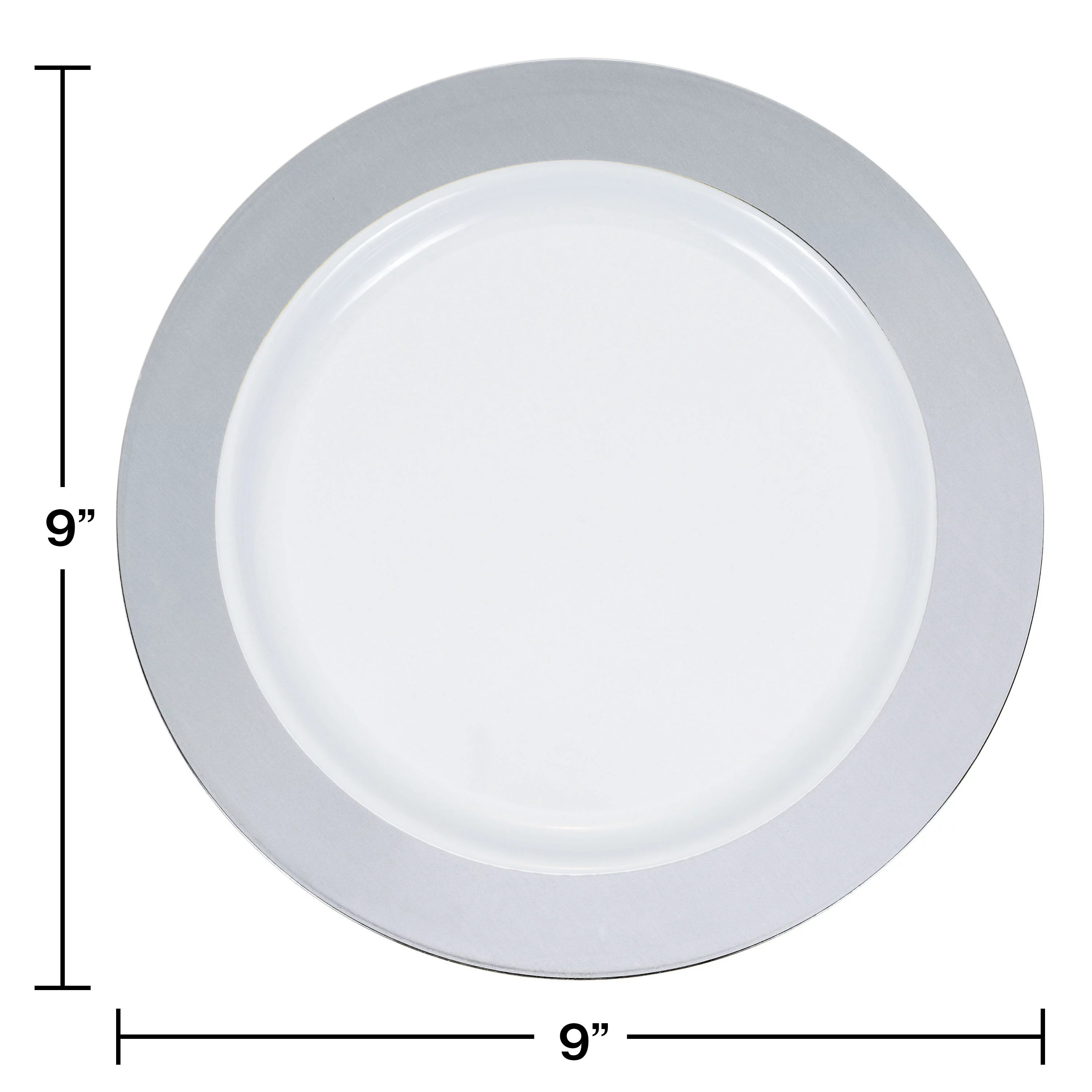 Silver Rim Plastic Plates, 30 Count