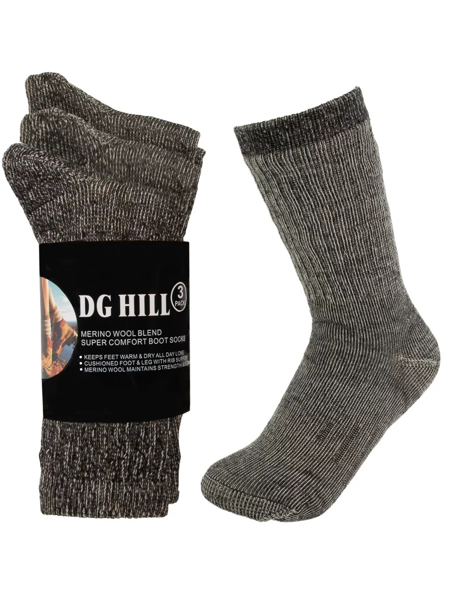 DG Hill 3 Pairs Thermal 80% Merino Wool Kids Socks