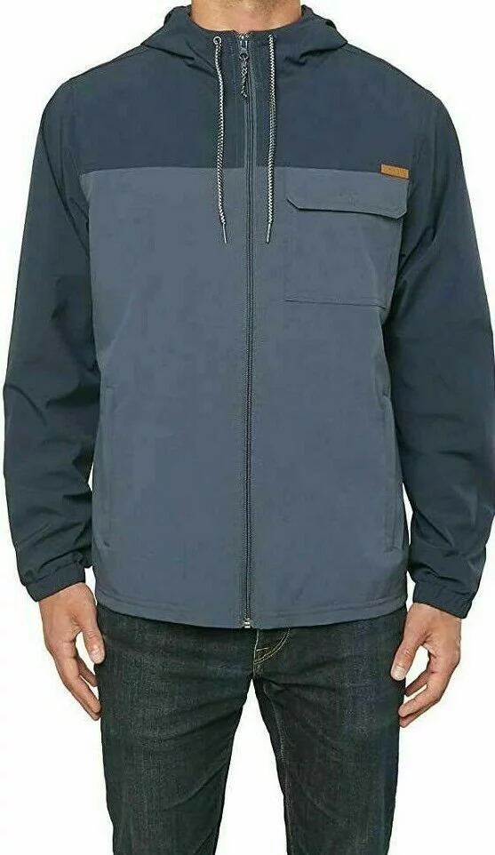 VOYAGER Men's Windbreaker Windwear Hoodie Jacket Blue Total Eclipse Water Resist