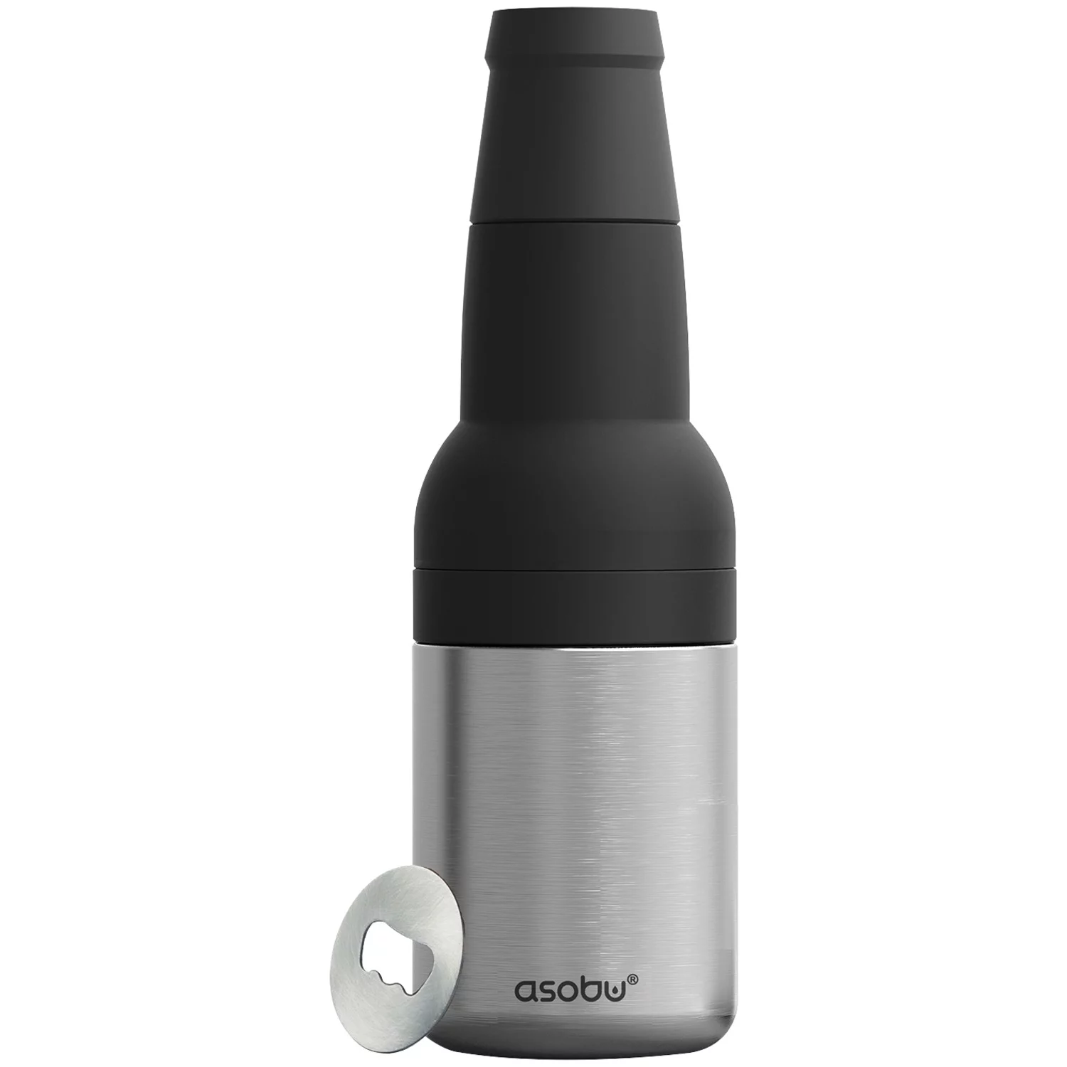 ASOBU Frosty Beer 2 Go Chiller (Black/Silver), 2 Pack