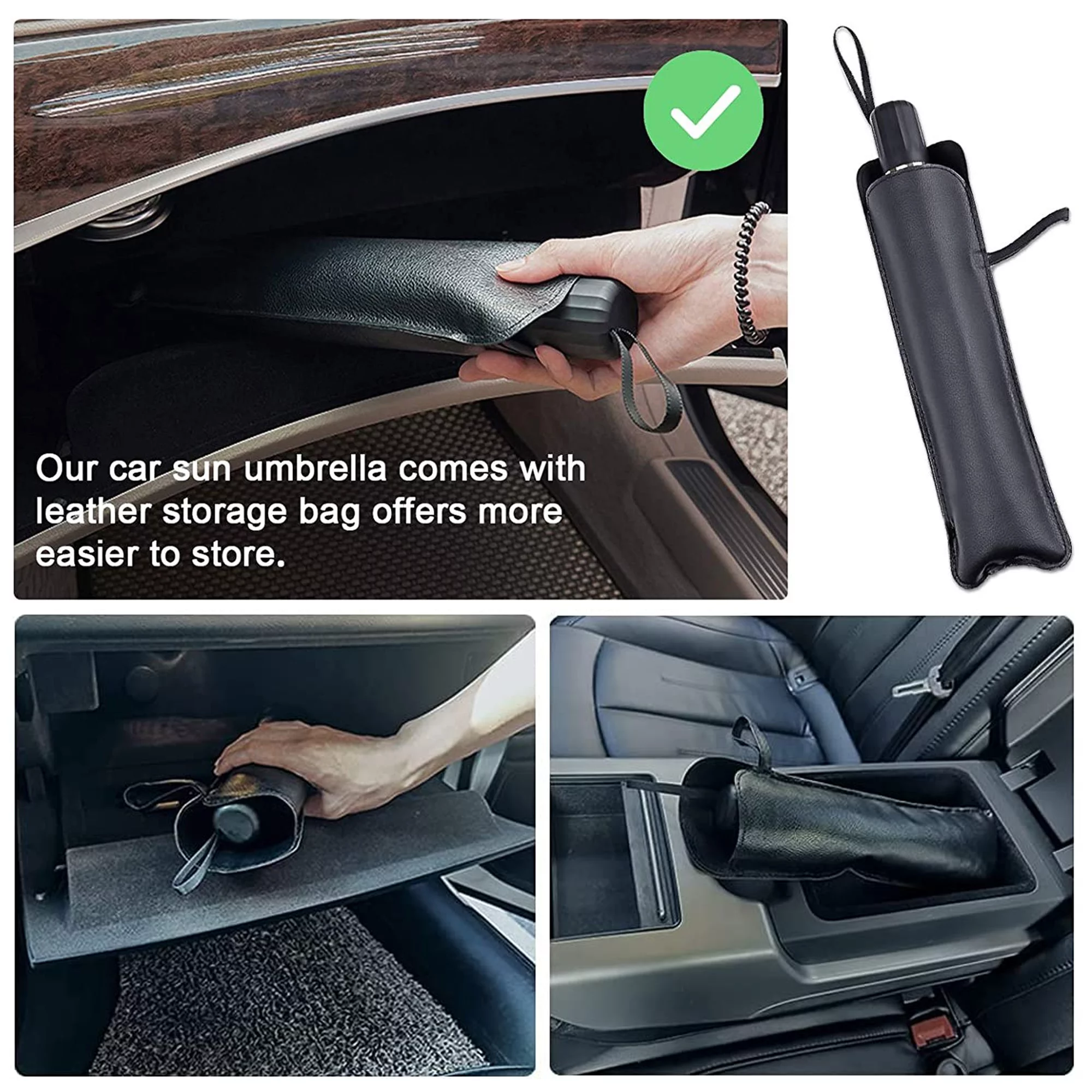 Adofi Car Windshield Sun Shades, Foldable Sun Shade Umbrella with Storage Pouch, Front Window Sun Protector for UV Rays & Sun Heat, Fits Small Sedans, SUVs MPV Hatchbacks (55*31.5inch)