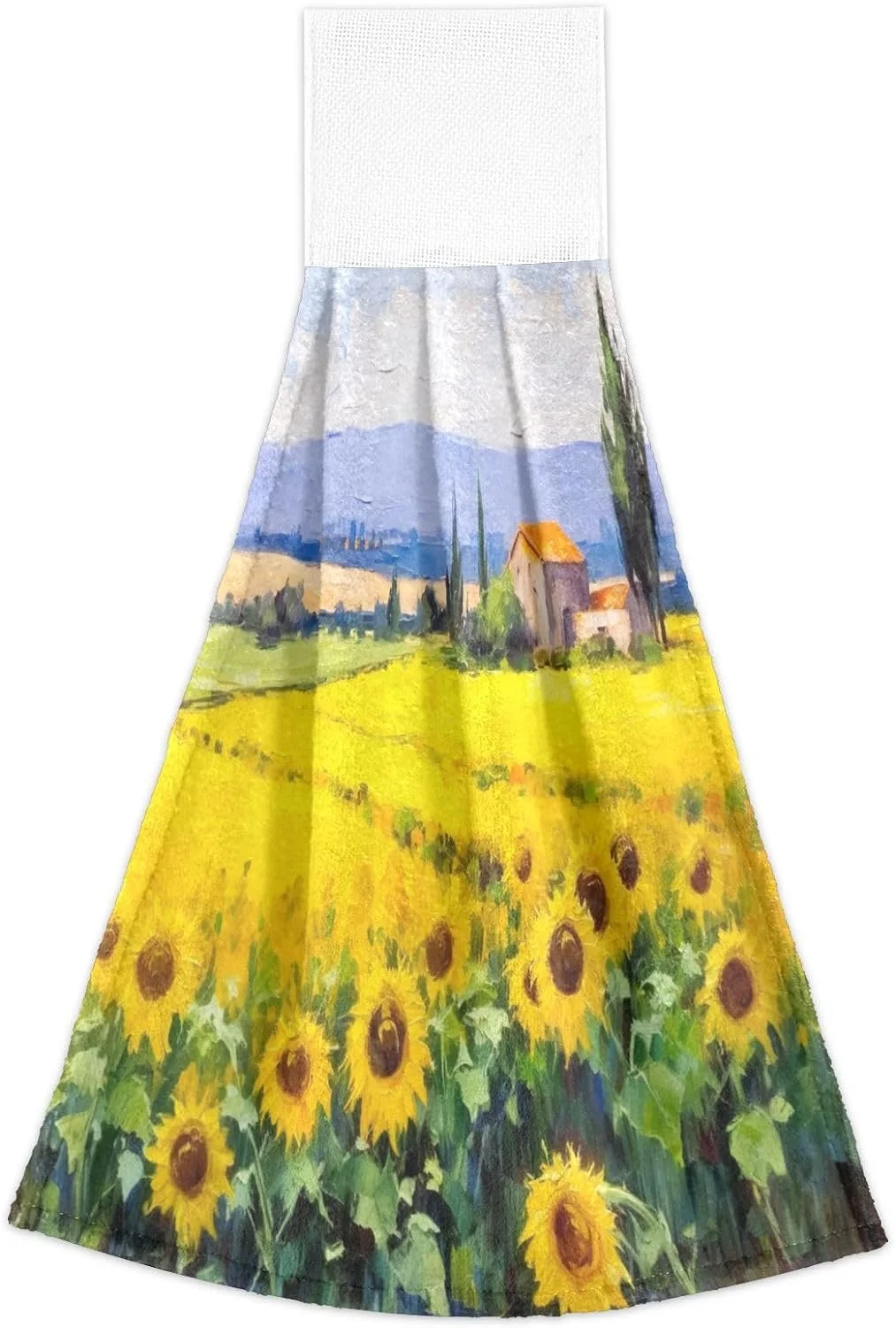 Coolnut Countryside Sunflowers Kitchen Towels, 2PCS Super Soft Absorbent Hanging Hang Towels or Dishcloths, Bathroom Hand Towels 12x17Inches Wash cloth