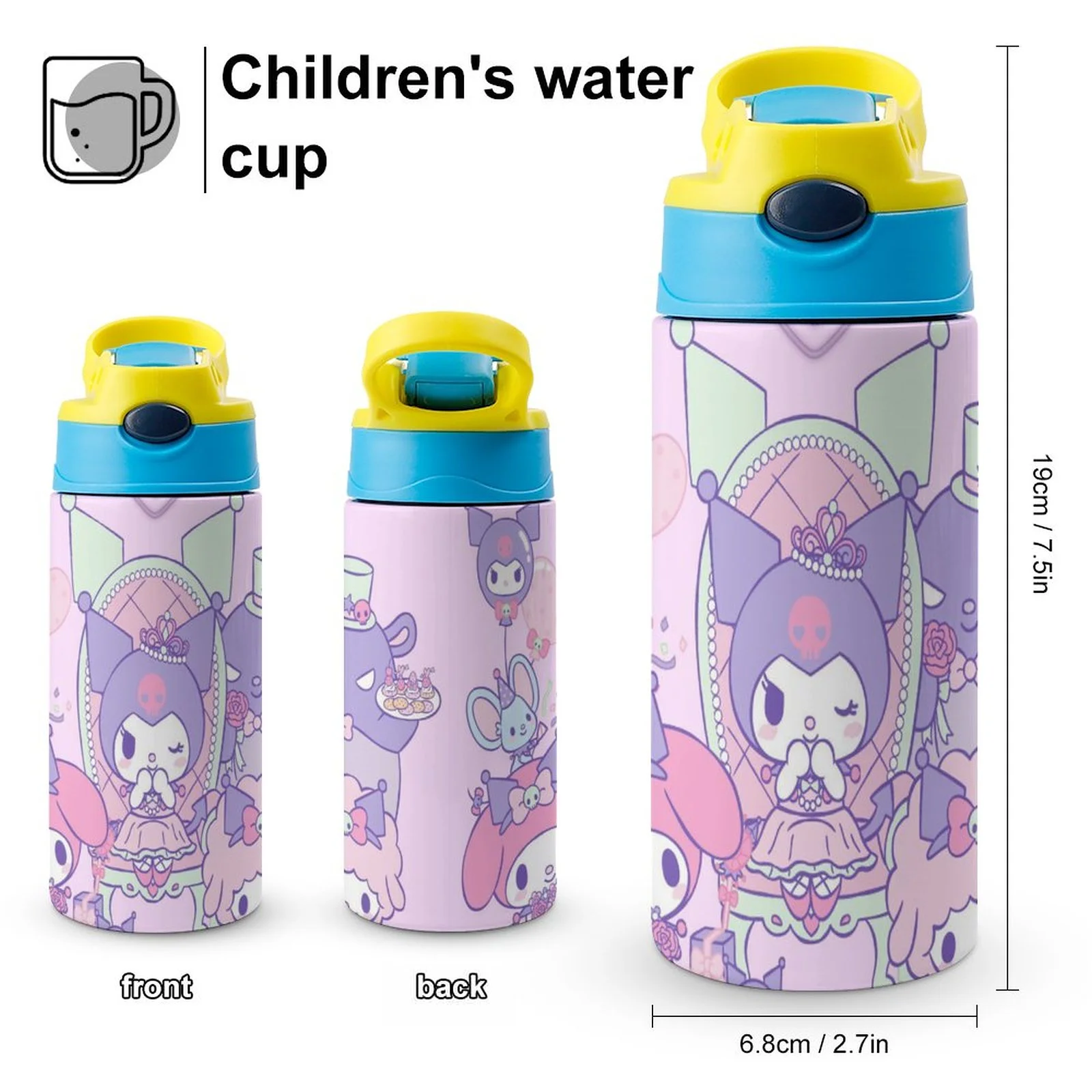 My Melody Children's Water Bottle Vacuum Insulated Stainless Steel Cup With Straw Toddler Thermoses