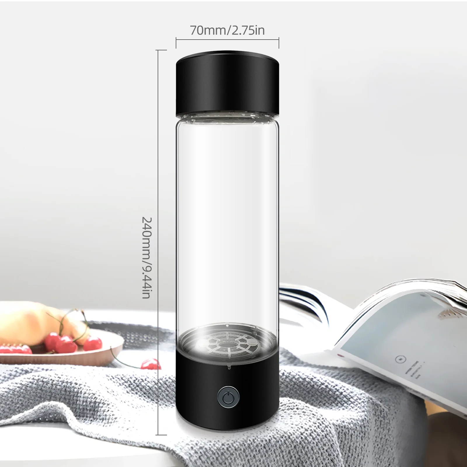 Arealer Hydrogen Bottle,Portable Ionizer Water With Pem Water Bottle - Office Pem Spe Bottle - Portable Ionizer Men Women 330ml Bottle Portable