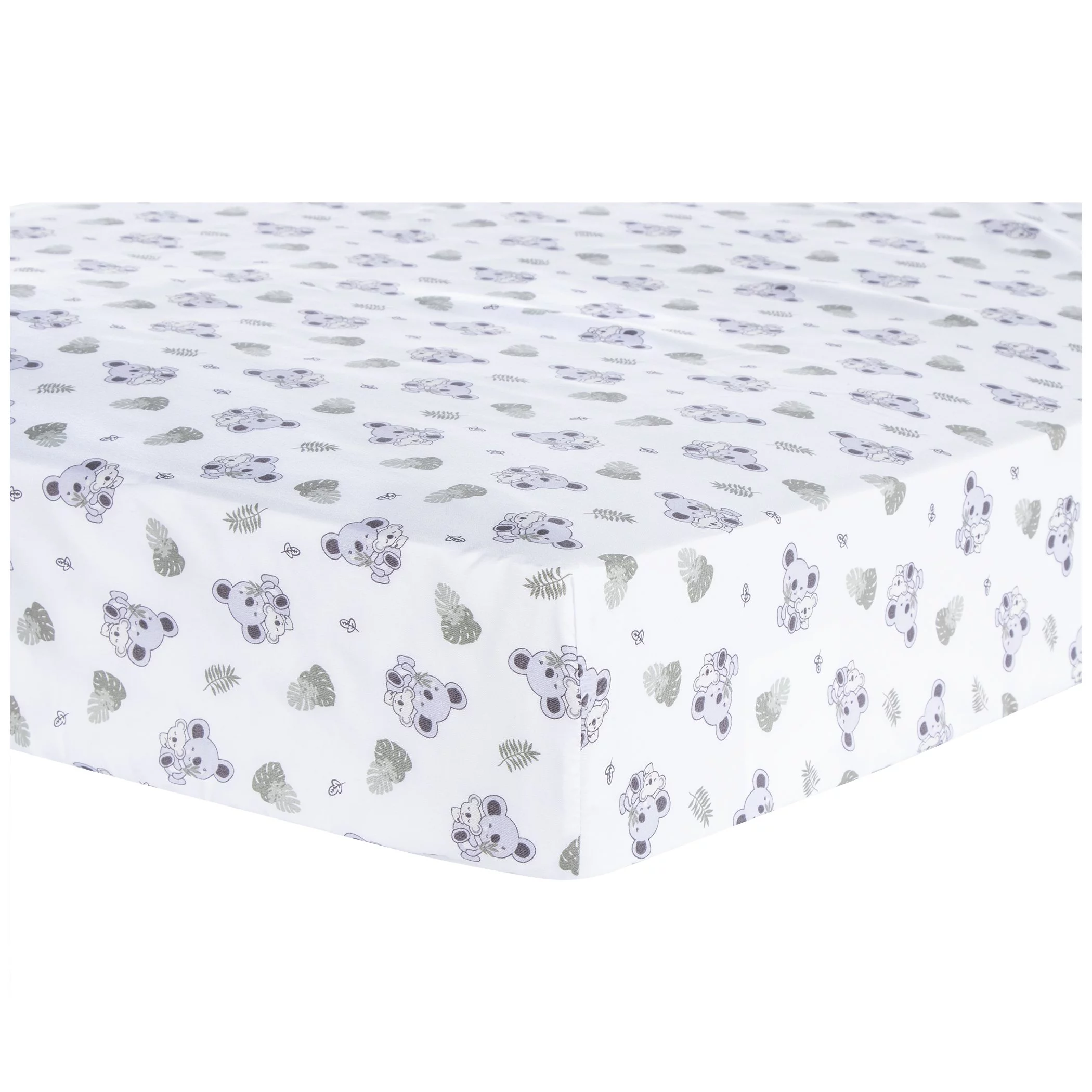 Sammy & Lou Koala Love 4 Piece Crib Bedding Set, Gray, White, Green, Brown, Infant, 200 Thread Count, Koala Character