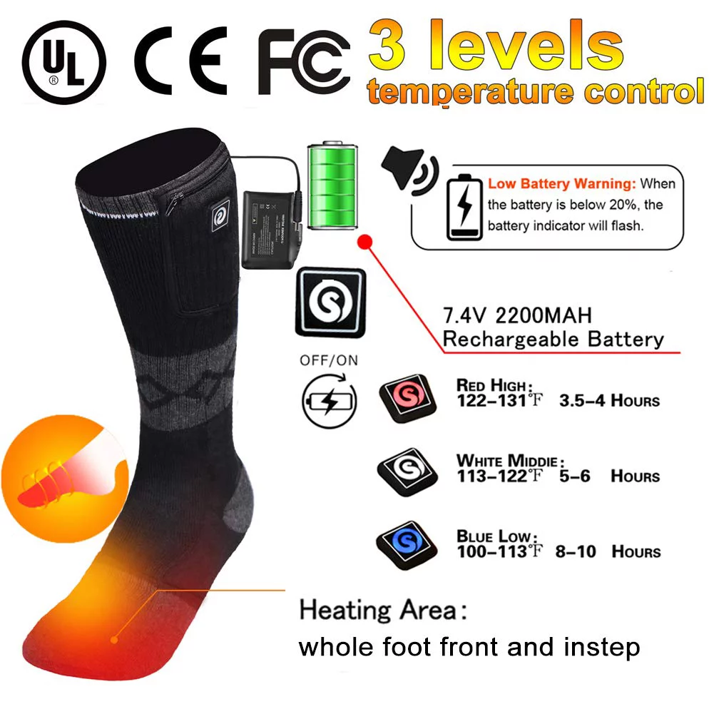Snow Deer Heated Socks for Women Men,Foot Warmers Electric Rechargable Battery Heating Socks,Winter Cold Feet Hunting Ski Camping Hiking Riding Motorcycle Snowboating Thermal Warm Socks