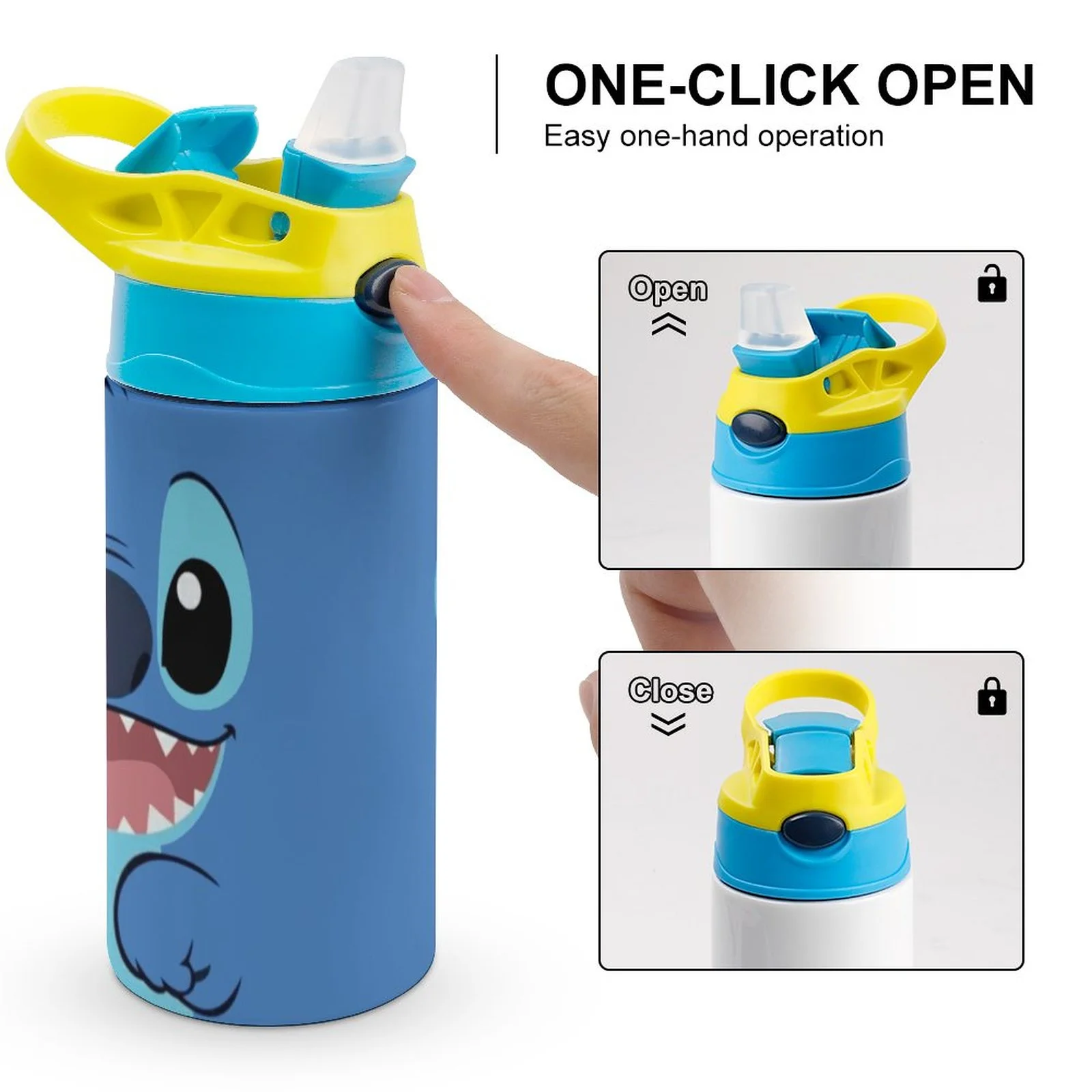 Stitch Children's Water Bottle Vacuum Insulated Stainless Steel Cup With Straw Toddler Thermoses
