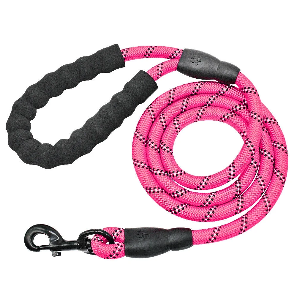 4.9ft Dog Walking Training Leash Reflective Nylon Lead Rope Soft Padded Handle