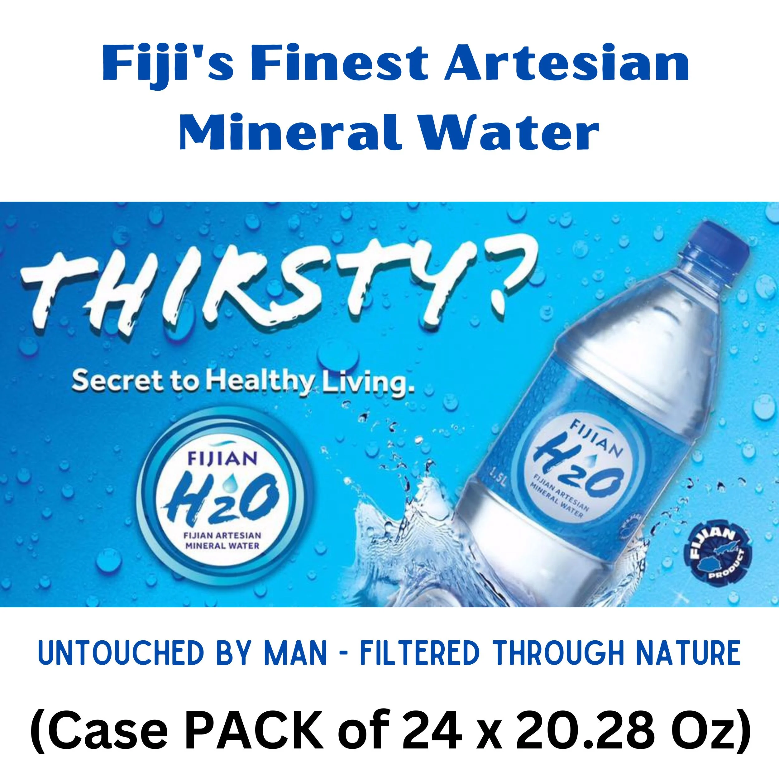 New! Fijian H20 Natural ARTESIAN Mineral Water Case Pack of 24 (20.28 Oz Bottle) Discover Fiji's Finest H20, Naturally High pH & SMOOTH TASTE