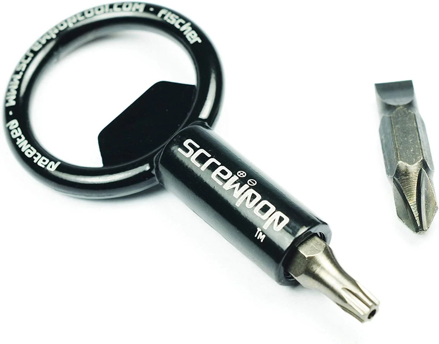 Screwpop Screwdriver Compact Bit Holder Keychain | Carabiner Multi-Tool Bottle Opener with New Secure and Stronger Magnet (Includes Removable Double-Sided Bit)