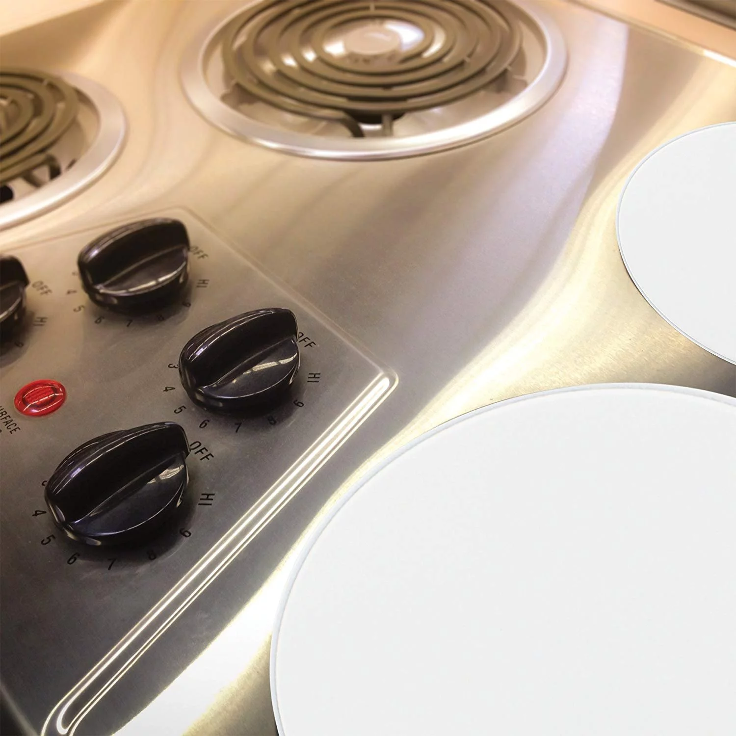 Range Kleen 501 4 Pack Round White Burner Kovers with 2 Small 8.5 Inch and 2 Large 10.5 Inch