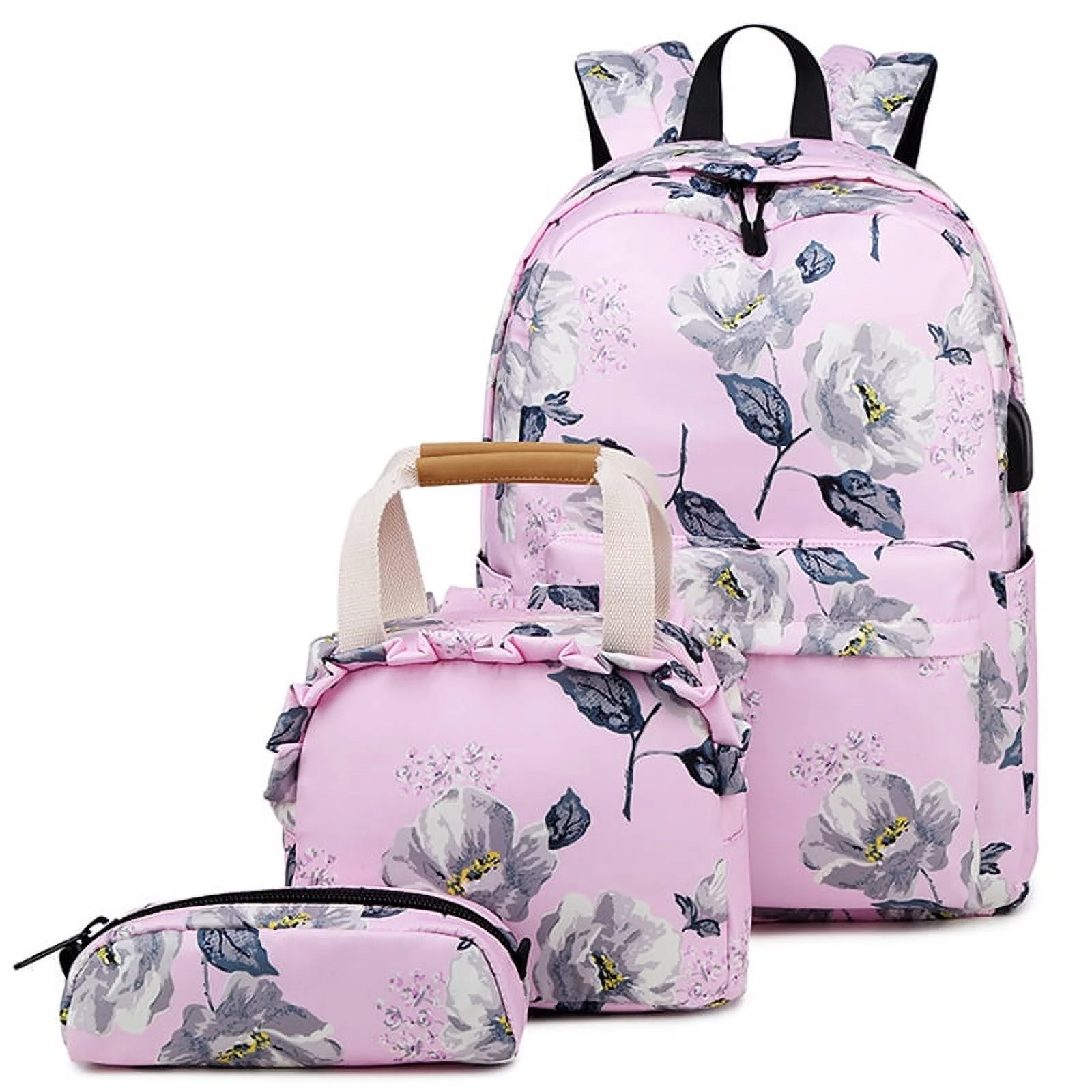 Asge School Backpack Teen Girls Boys Kids Bookbag Set with Lunch Box Pencil Case Travel Laptop Backpack Casual Daypacks