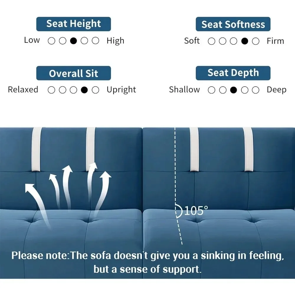 Convertible Sofa Futon Sofa Bed Living Room Sofas Apartment Office Small Space With Adjustable Armrest Backrest Furniture Home