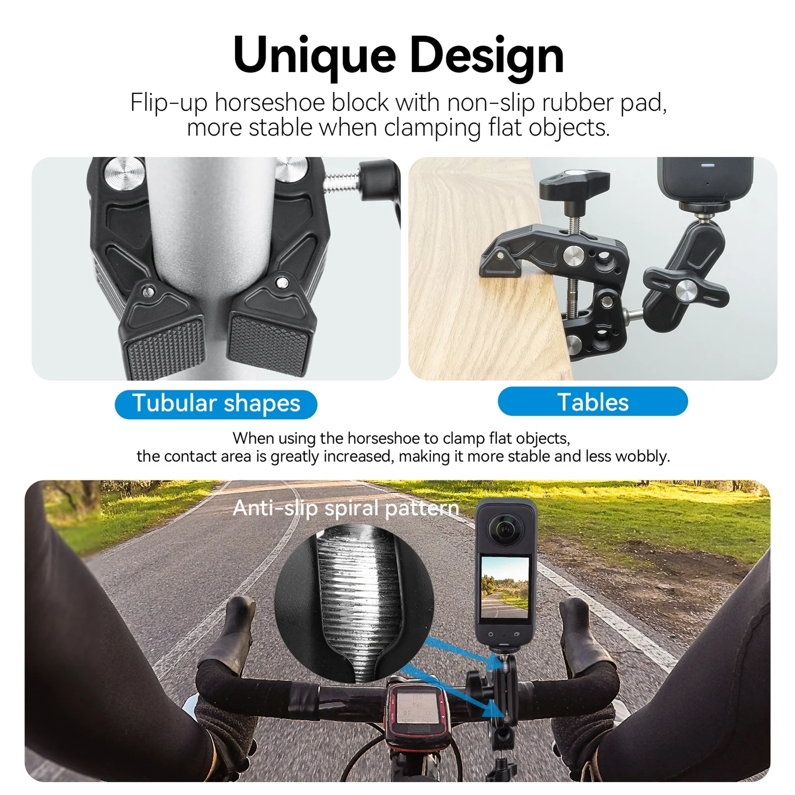 TELESIN SC-001 Handlebar Adapter Mount, Multi-functional Clamp, Dual Rotatable Ballhead, Aluminum Alloy, 2kg Load Bearing