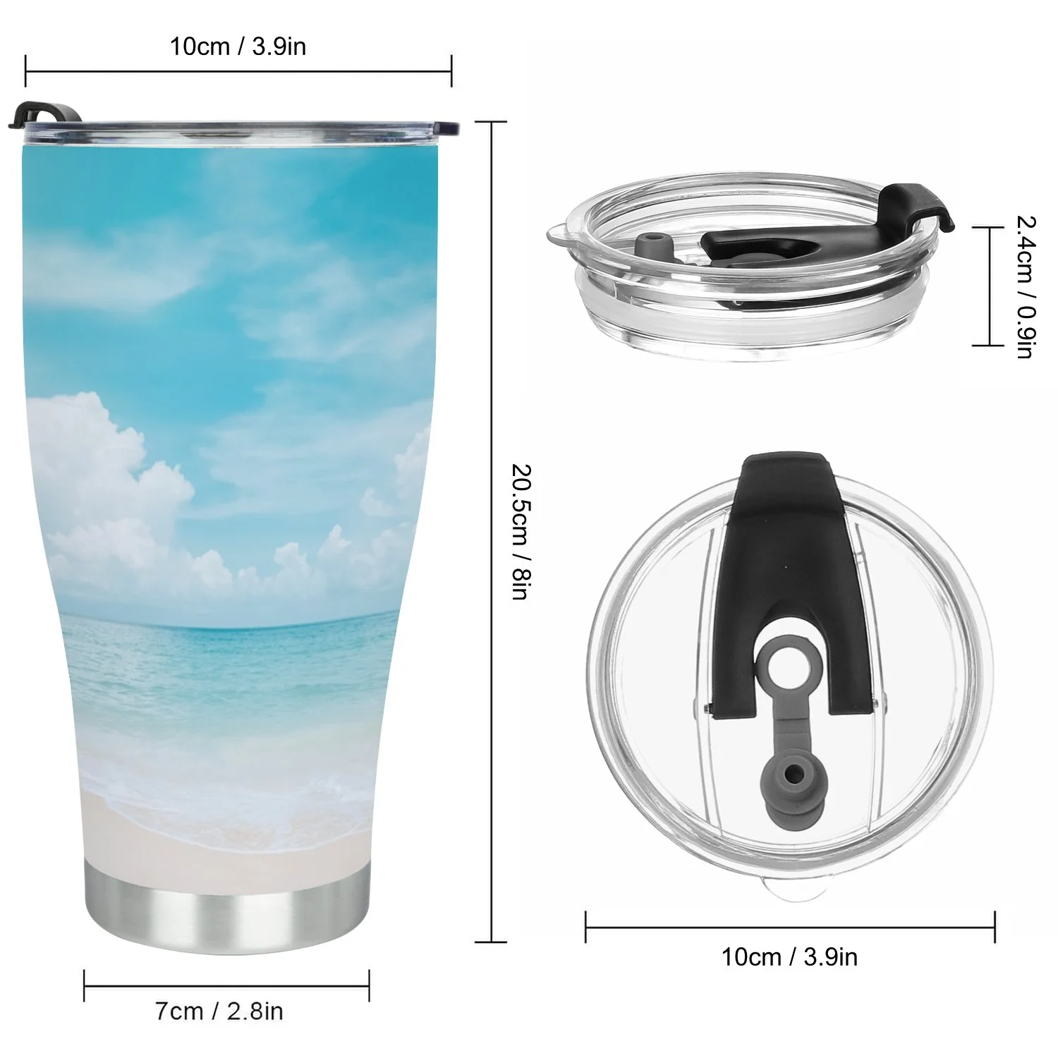 Hidove Stainless Steel Tumbler, Palm Tree on Tropical Beach 30oz Leak Proof & Stainless Steel Bottle for Hot & Cold Drinks - Coffee Travel Mug, Water Metal Canteen, Thermal Cup