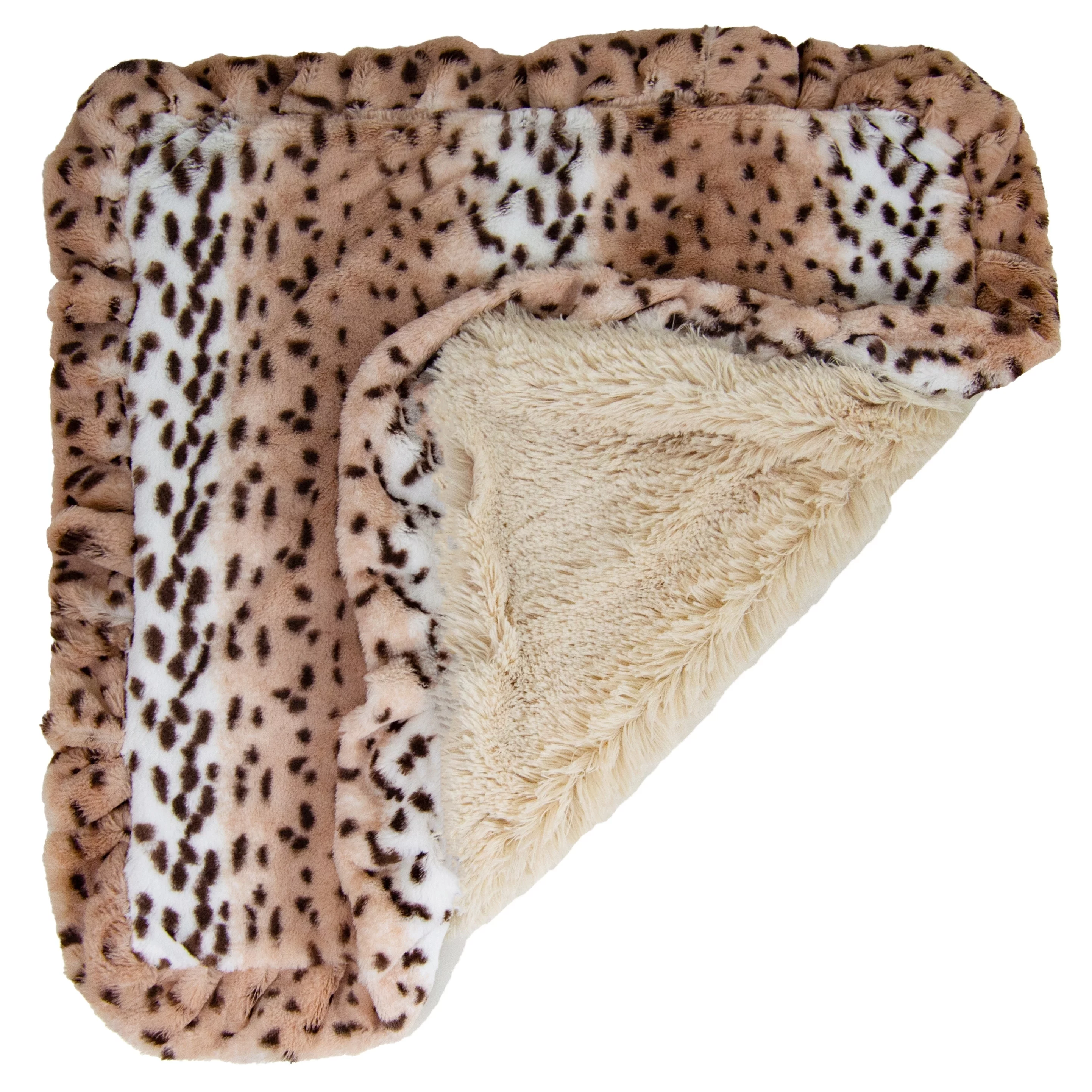 Bessie and Barnie Aspen Snow Leopard / Blondie Luxury Ultra Plush Faux Fur Pet/ Dog Reversible Blanket (Multiple Sizes)