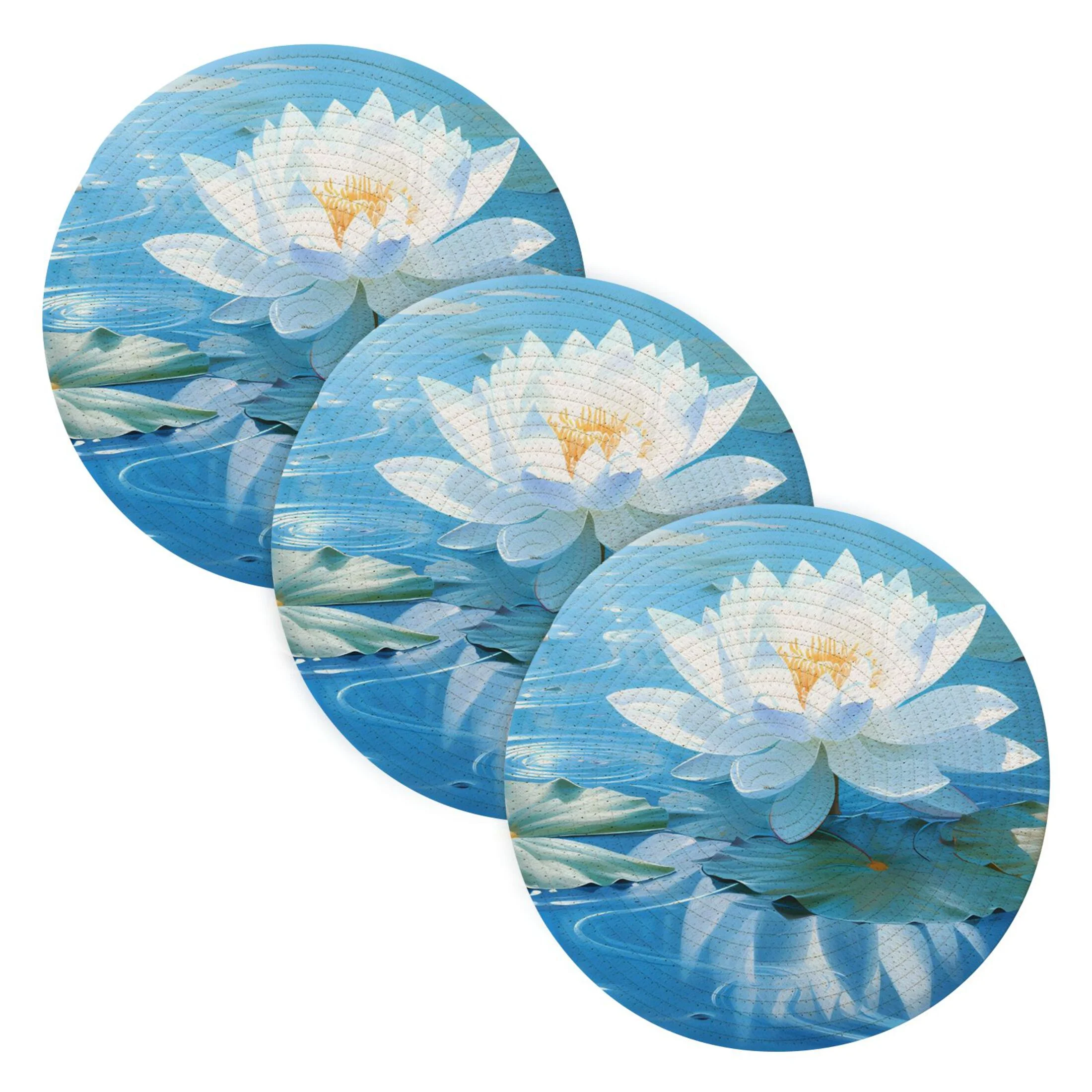 Flower Lotus 3 PCs Pot Holders Trivets Kitchen 15