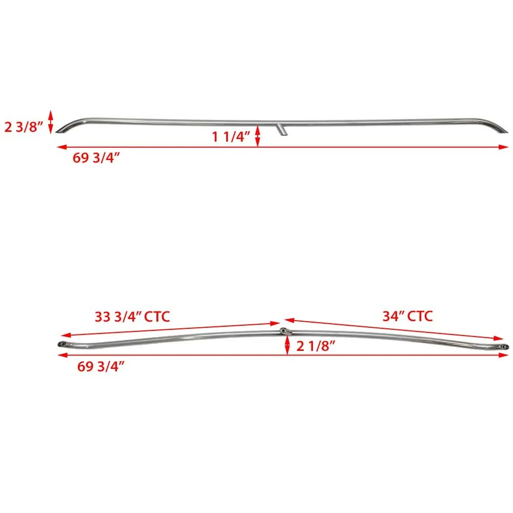 Crownline Boat Grab Rails 62326 | 69 3/4 Inch Stainless (Pair)