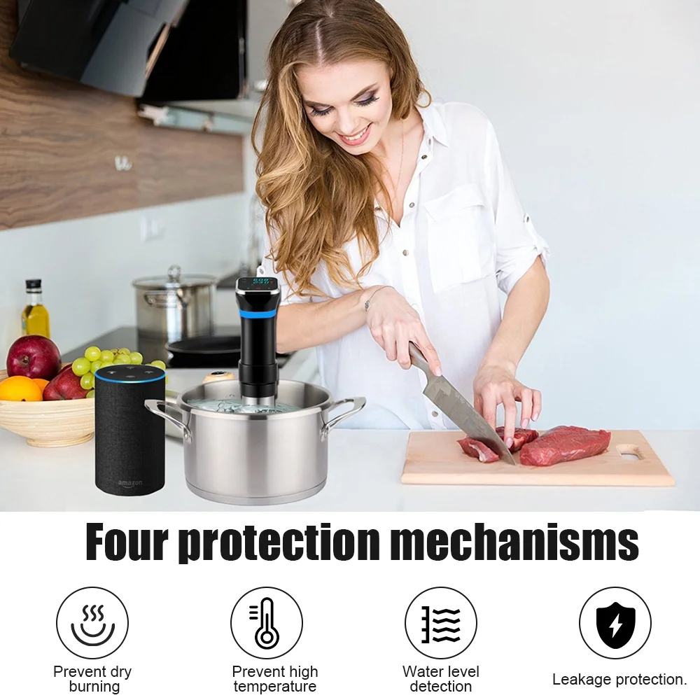 Dazzduo Cooking machine, Sous Cooker 1100W Quiet Stainless Steel Precision Sous Cooker Kitchen Touch Vide Precision Cooker Immersion 1100W Quiet Kitchen Touch Temperature
