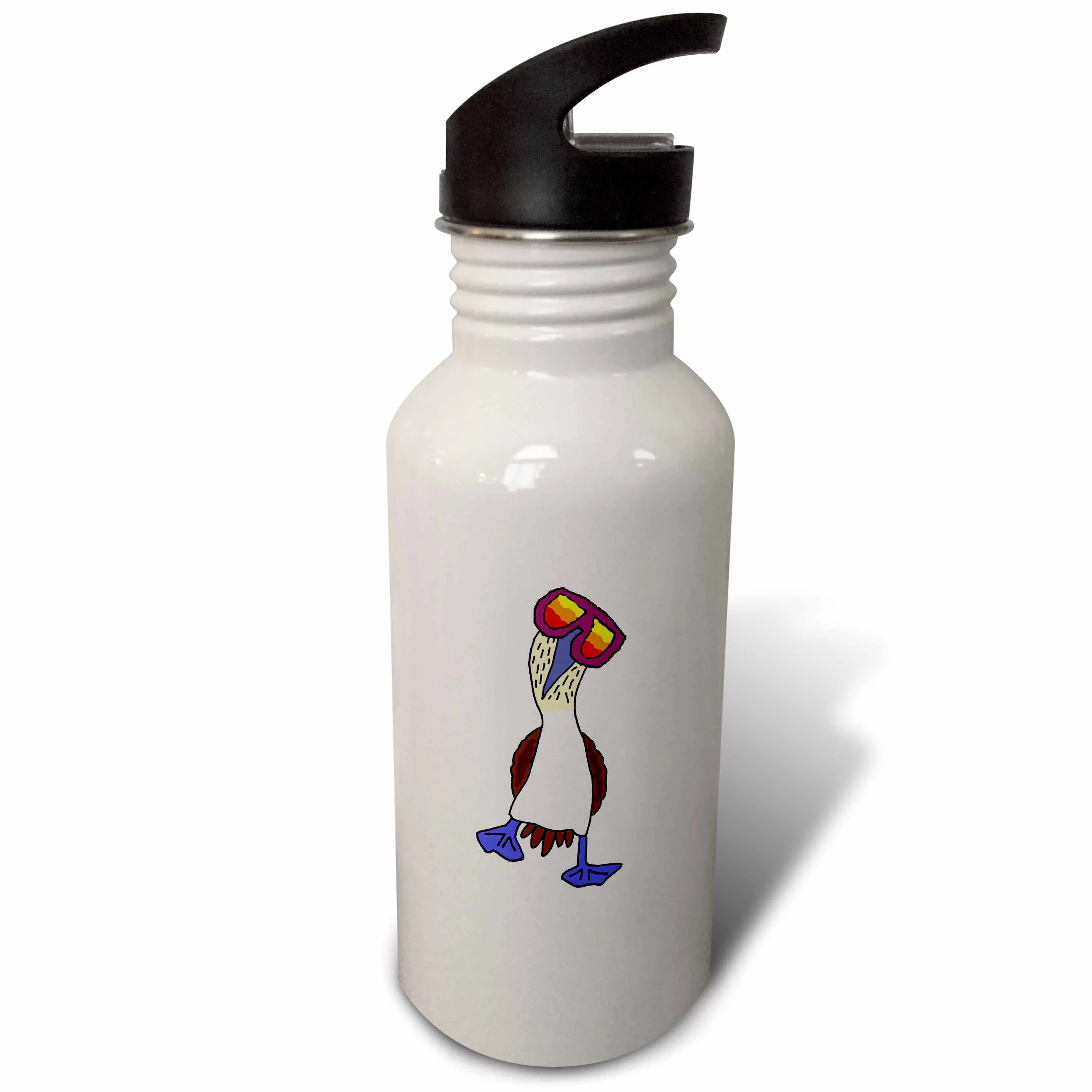 Funny Cute Blue-Footed Booby Bird wearing Sunglasses Flip Straw 21oz Water Bottle wb-309098-2