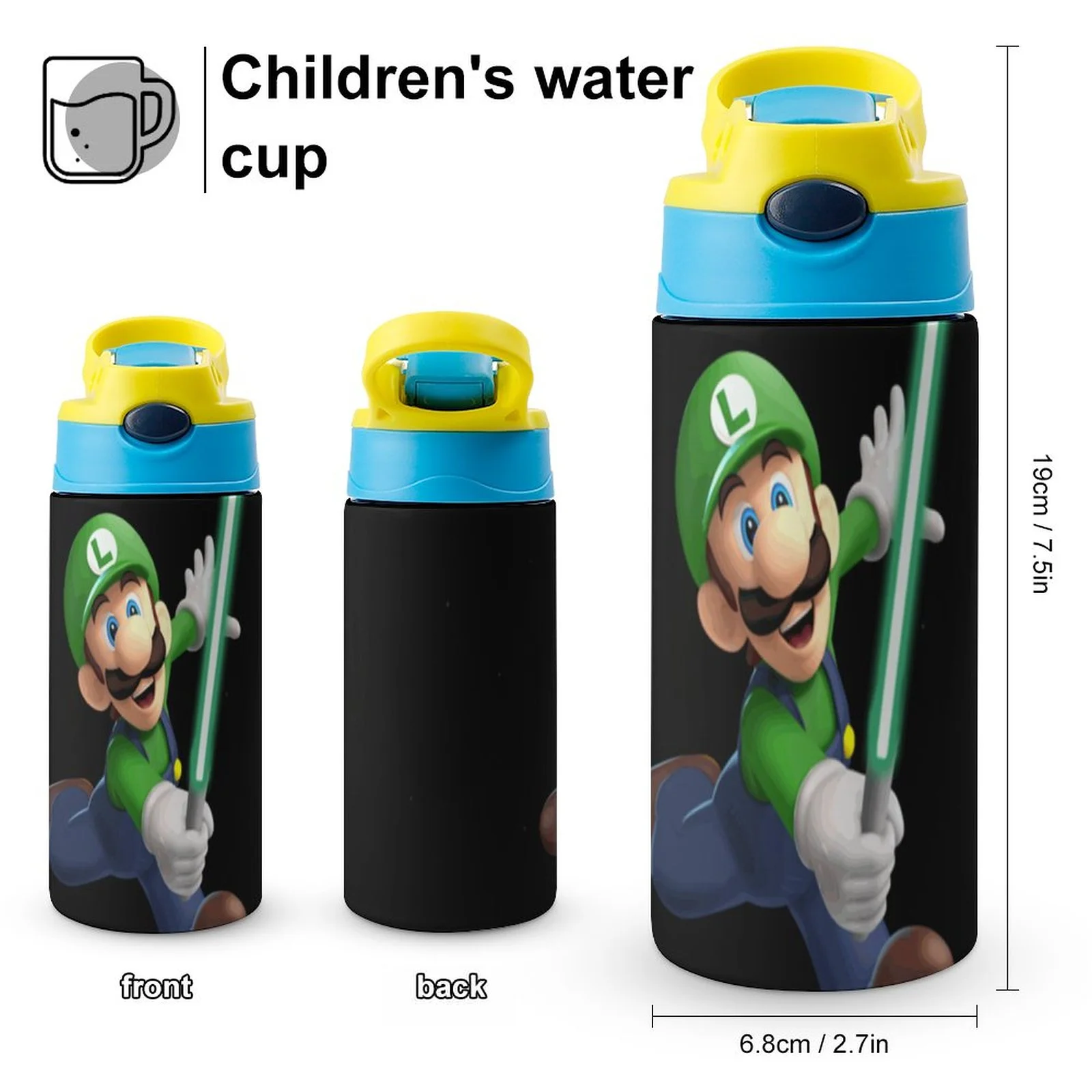 Adventure Luigi's Mansion Kid's Insulated Water Bottle With Straw Vacuum Stainless Steel Cup Leak-Proof Children Toddler Thermoses
