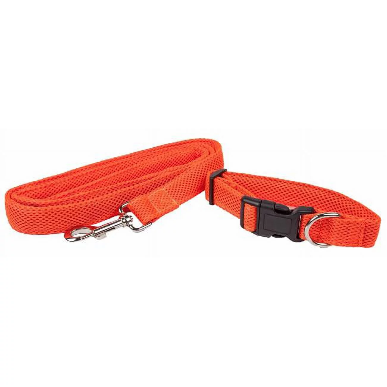 Aero Mesh 2-in-1 Dual Sided Comfortable & Breathable Adjustable Mesh Dog Leash-Collar, Orange - Small