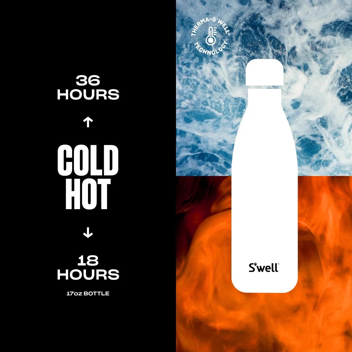 S'well Vacuum Insulated Stainless Steel Water Bottle, Moonstone, 17 oz