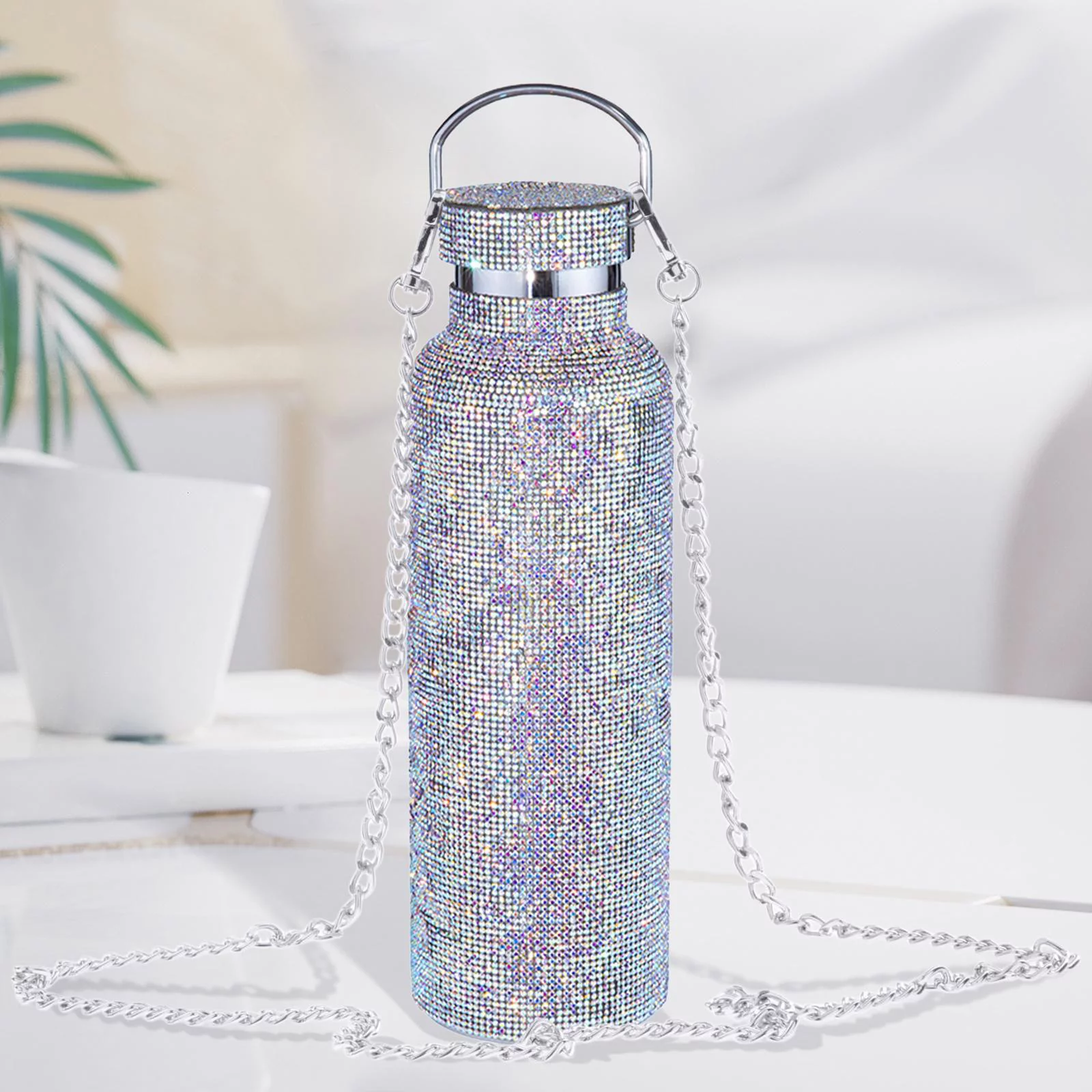2Pcs Diamond Vacuum Cup 500ml/17oz Bling Rhinestone Drinking