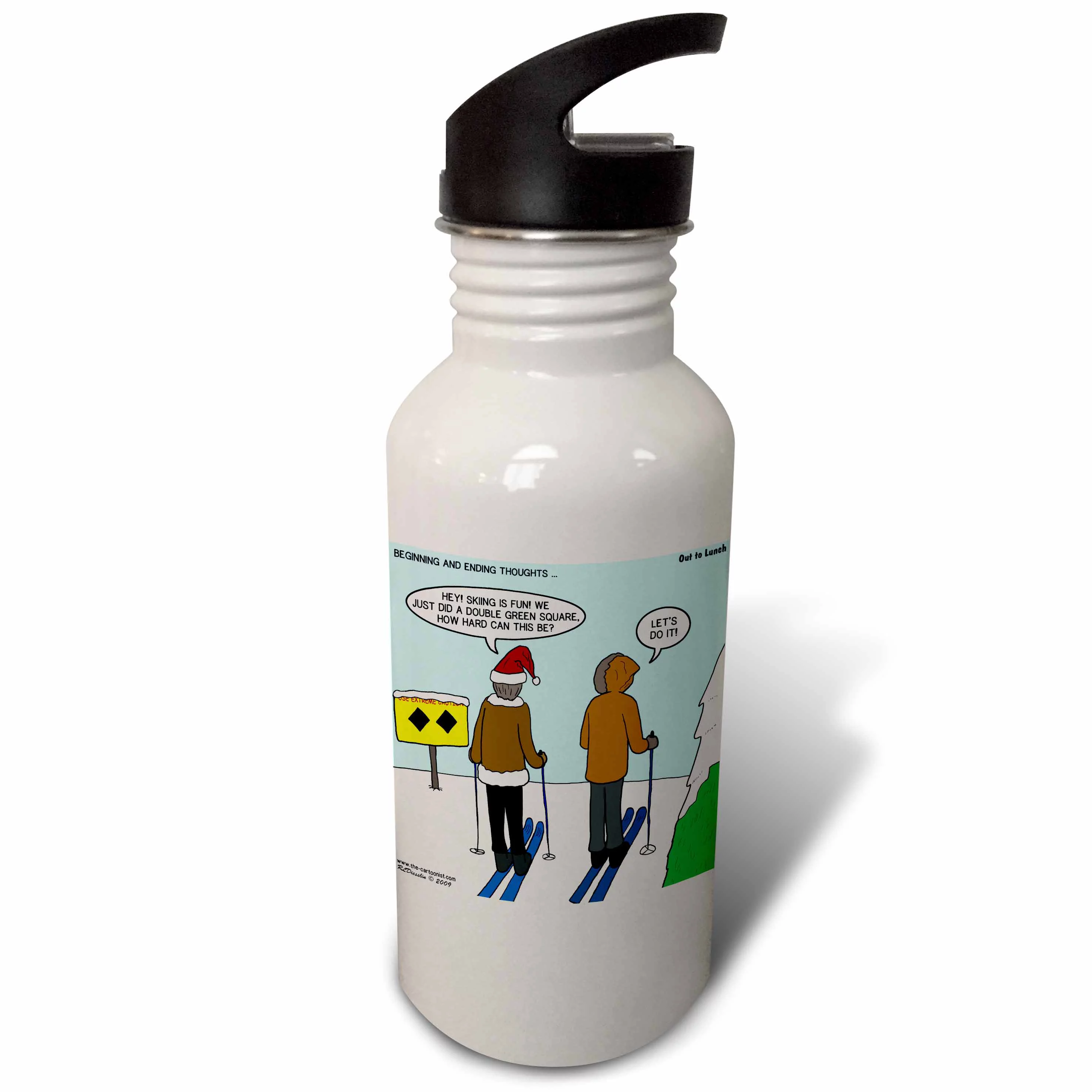 Novice Skiers Fatal Mistake Taking a Double Black Diamond 21 oz Sports Water Bottle wb-4527-1