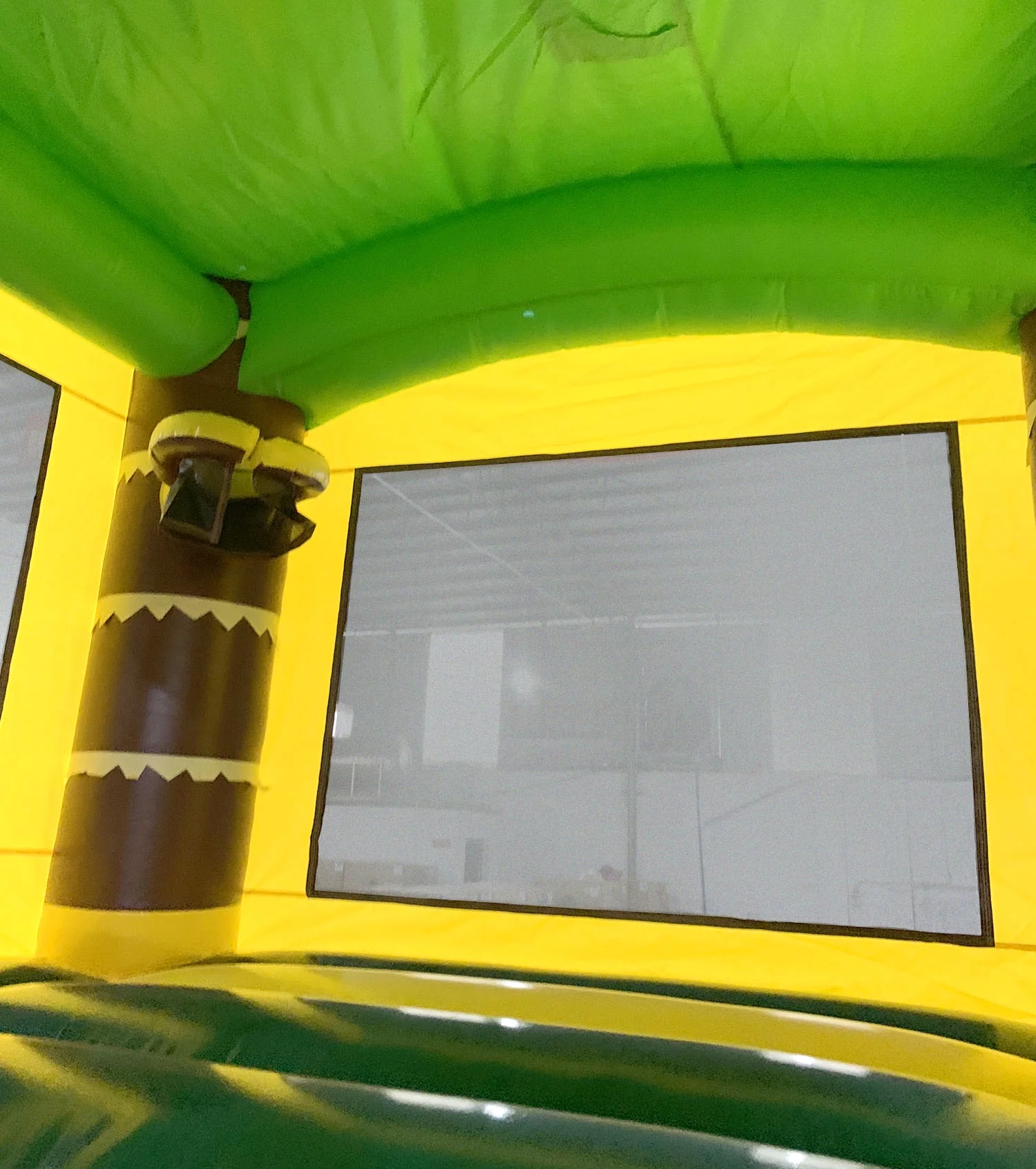 Pogo Bounce House Crossover Bounce House with Slide and Non-removable Splash Pool, Tropical, No Blower