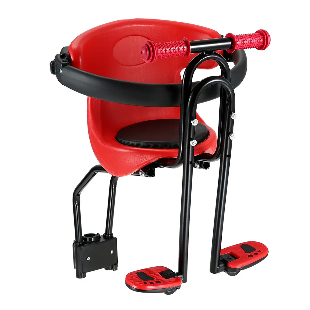 Andoer Child Safety Carrier Front Seat Saddle Cushion with Back Rest Foot Pedals