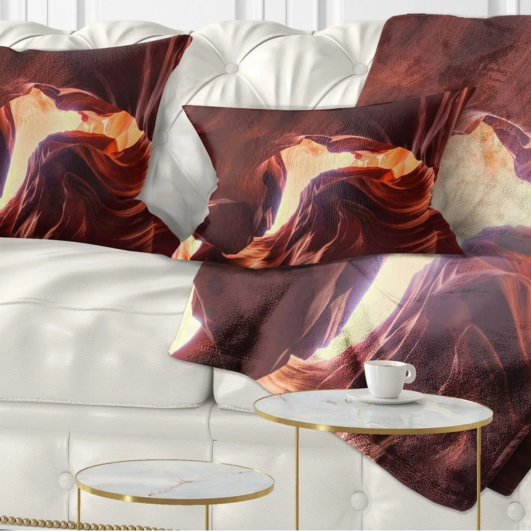 DESIGN ART Designart 'Stone Structures In Lower Antelope Canyon' Photography Throw Pillow 16 in. x 16 in. Small