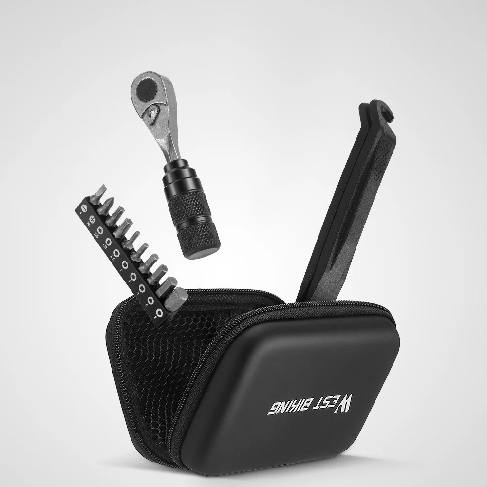 Anself Service Suit Complete Bike Maintenance Kit with Aluminum Alloy Ratchet Wrench, Screw Bits, and Tire Pry Bar for Effective