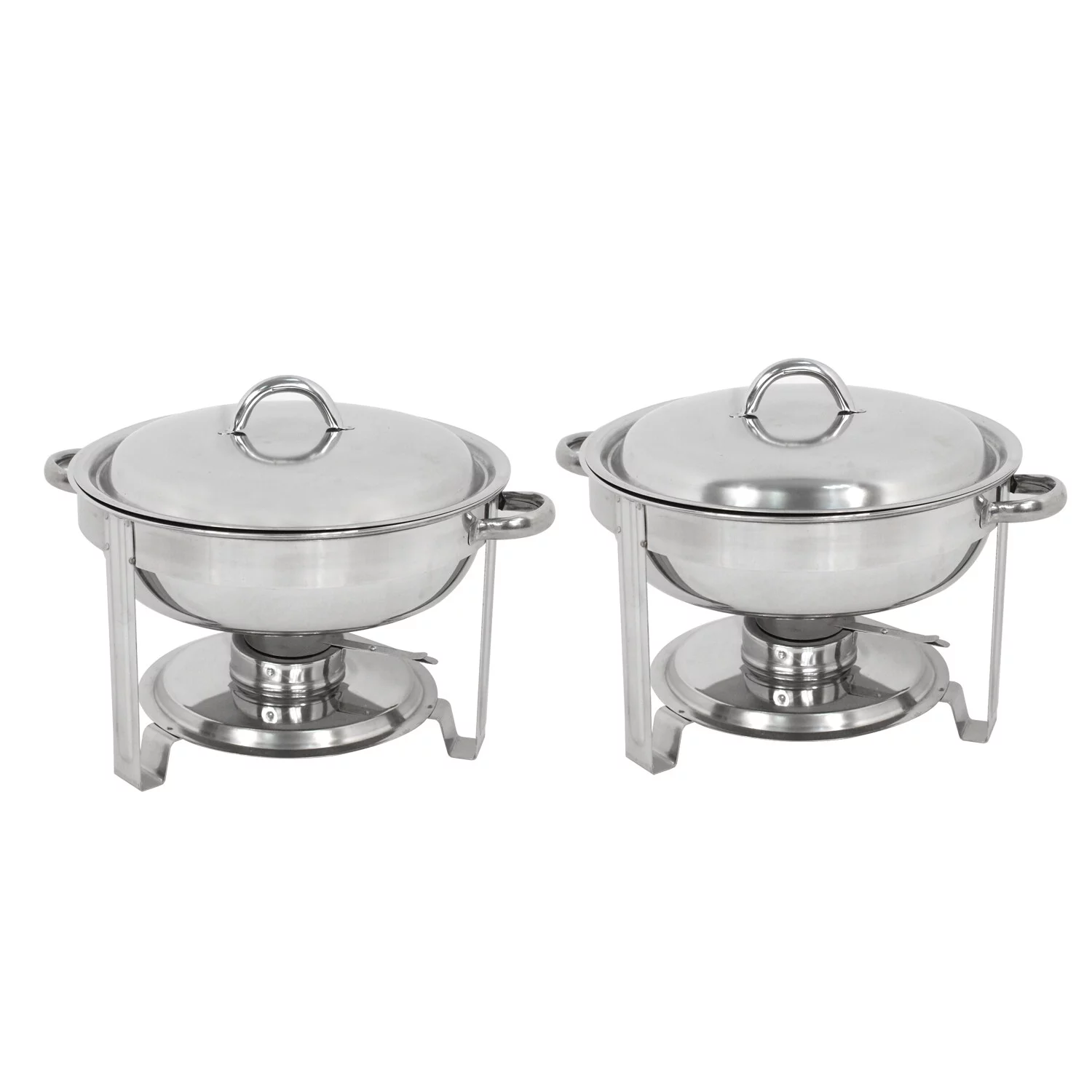 ZenSports 2 Pack 5QT Round Stainless Steel Chafing Dish Buffet Set Full Size Chafer W/Fuel Holder, Silver