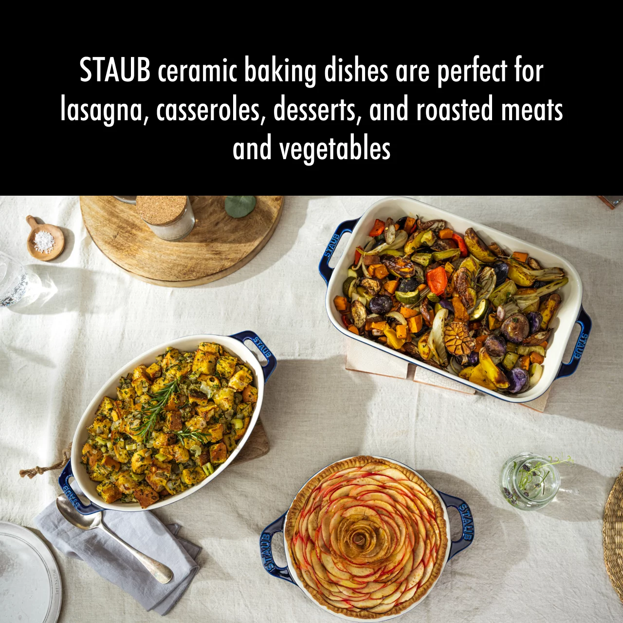Staub Ceramic 3-pc Mixed Baking Dish Set - Dark Blue