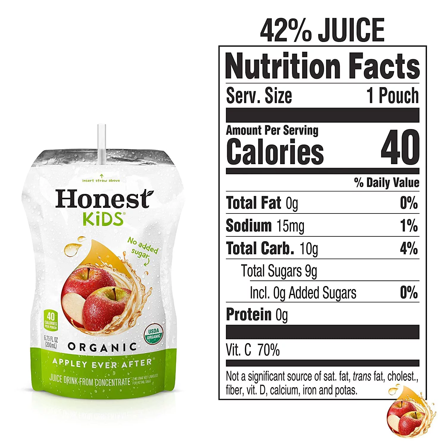 Honest Kids Appley Ever After Juice Drink, 6.75 Fluid Ounce - 8 per pack - 4 packs per case.