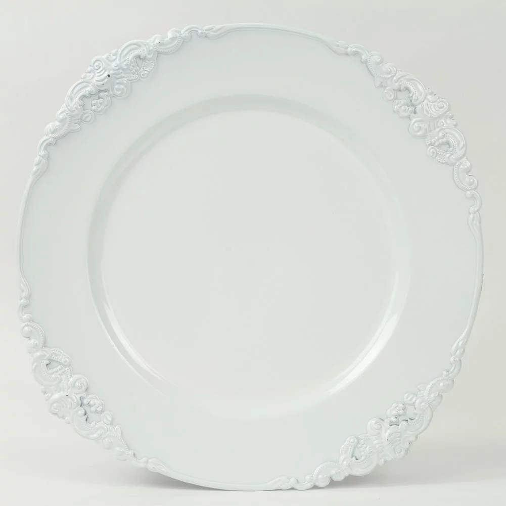 DIY Wedding Koyal Wholesale Vintage Charger Plate, White (Pack of 4)