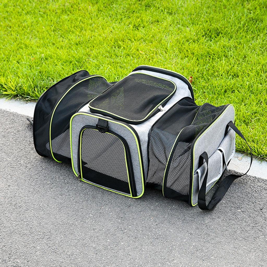 Portable Pet Carry Cage Folding Extensible Package Carrier Breathable Durable Mesh Rabbit Oxford Cloth Case - Light gray green