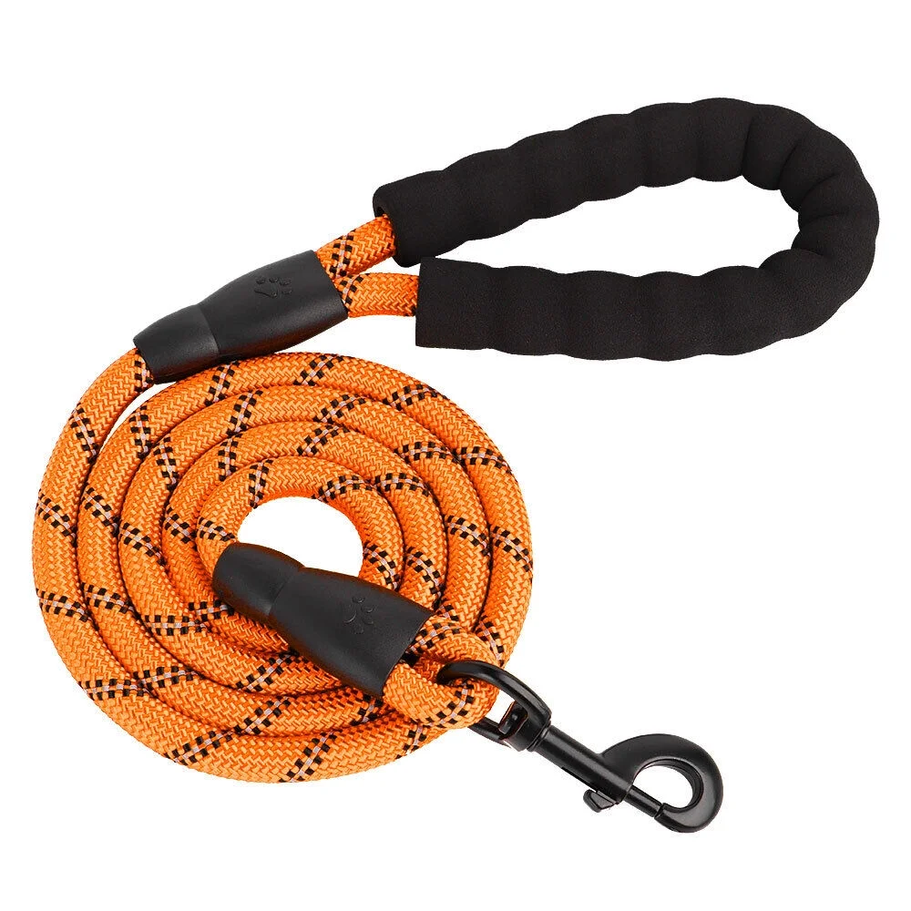 4.9ft Dog Walking Training Leash Reflective Nylon Lead Rope Soft Padded Handle