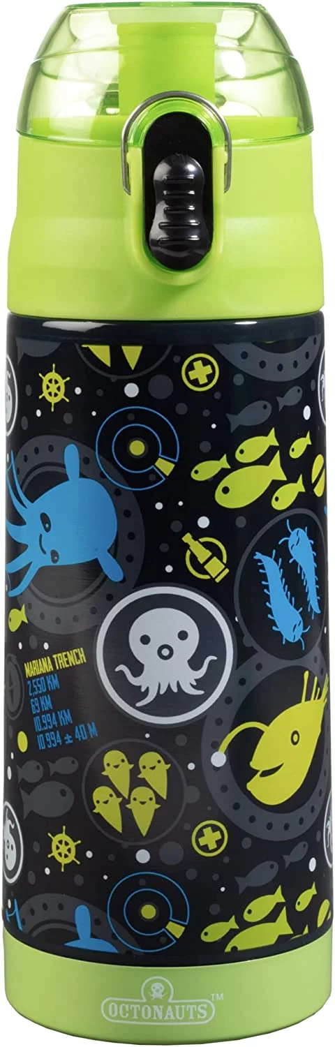 Octonauts Stainless Steel 13 oz Lime Insulated Water Bottle for Boys - Easy to Use for Kids - Reusable Spill Proof BPA-Free Water Bottle, From Hit Show Above and Beyond