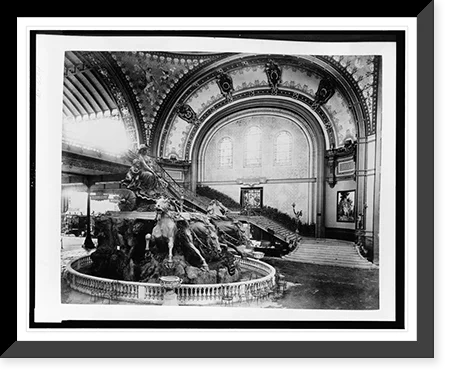 Historic Framed Print, [Grand Vestibule and Fountain Bartholdi in the Gallery of Machines, Paris Exposition, 1889], 17-7/8