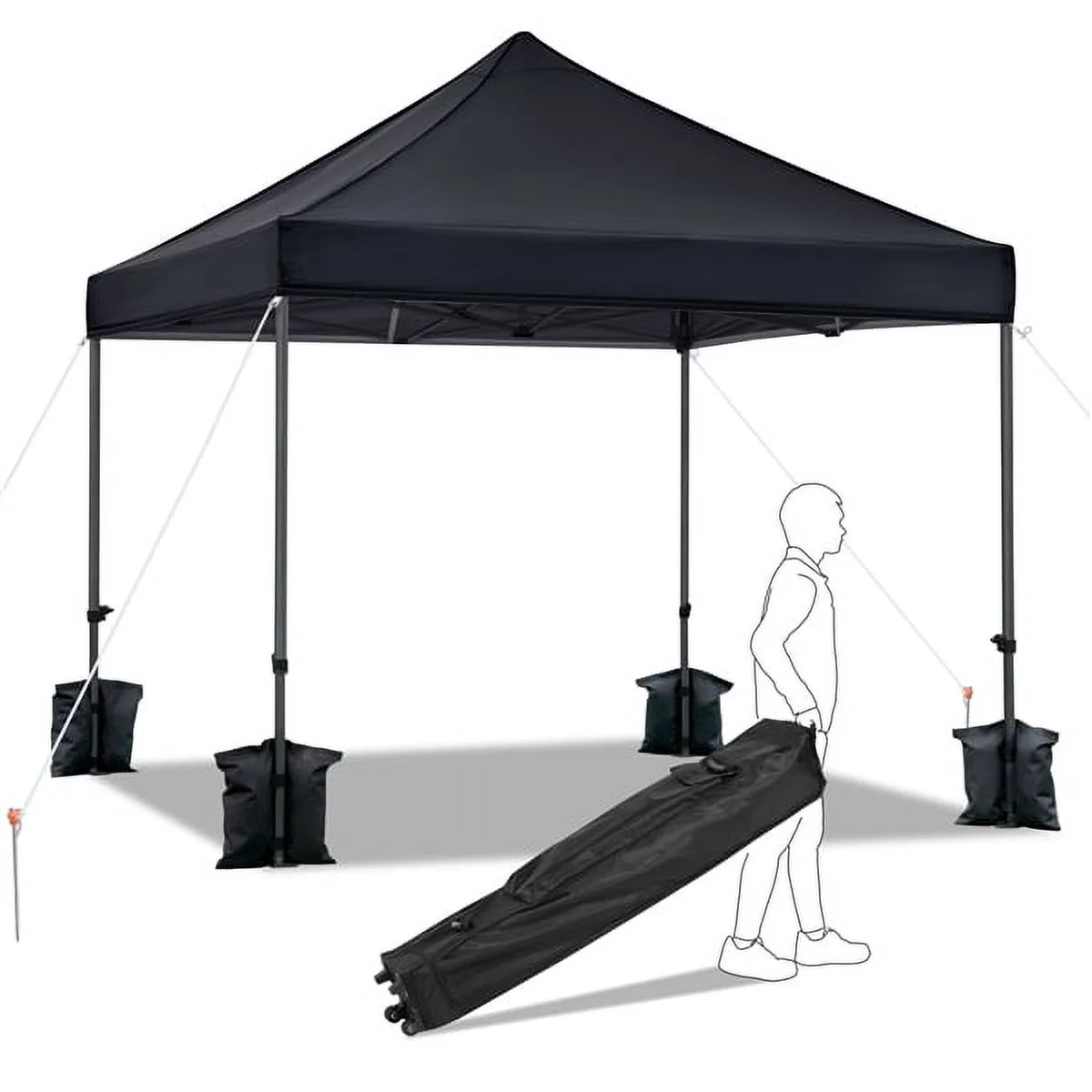 3 x 3M Heavy Duty Waterproof Adjustable Gazebo Instant Tent, Black