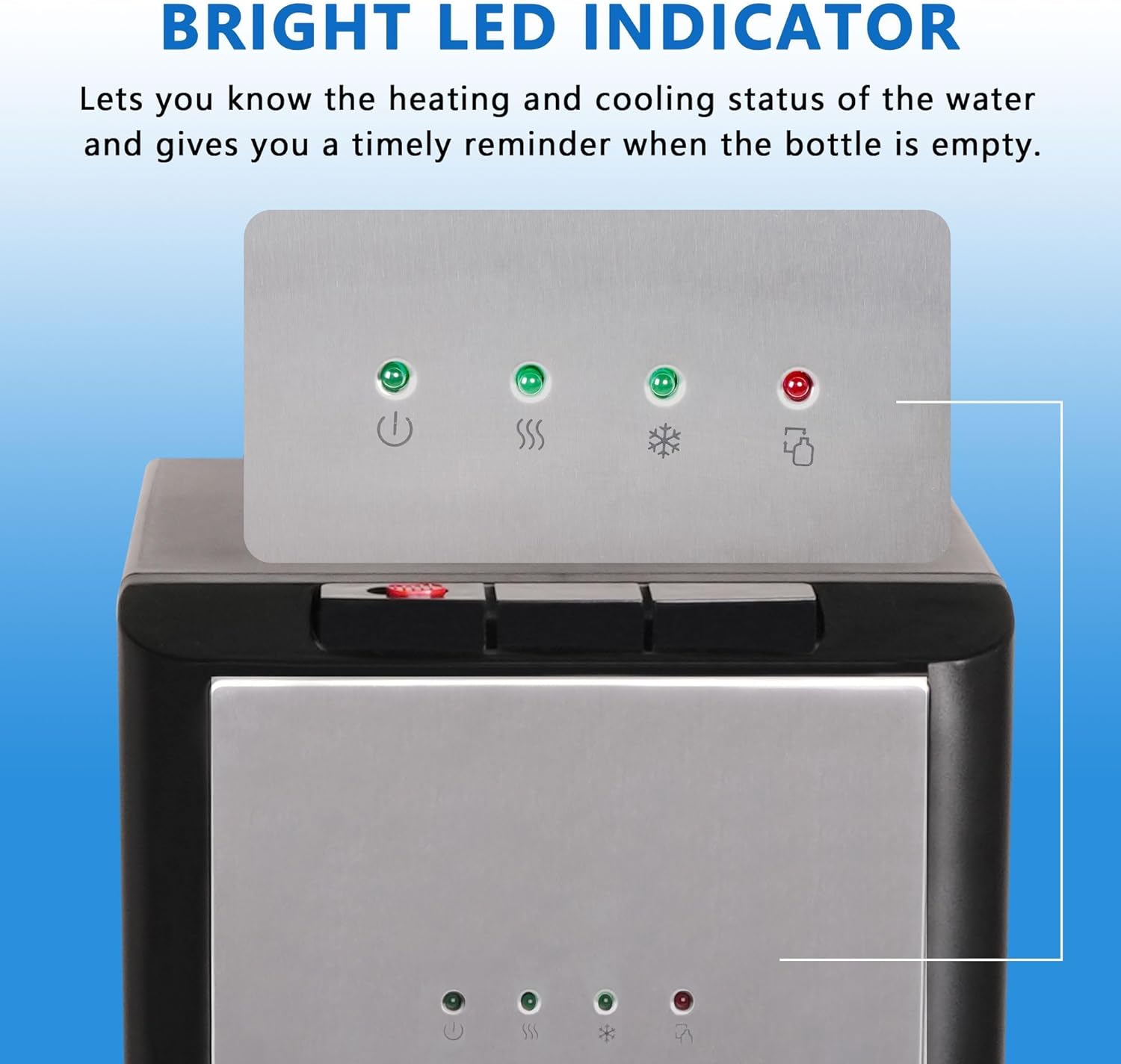 U-SHARE Bottom Loading Water Cooler Dispenser, 5 Gallon Bottles - Hot, Cold & Room Water Dispenser with 3-Temperature, Child Safety Lock, Removable Drip Tray, Black & Stainless