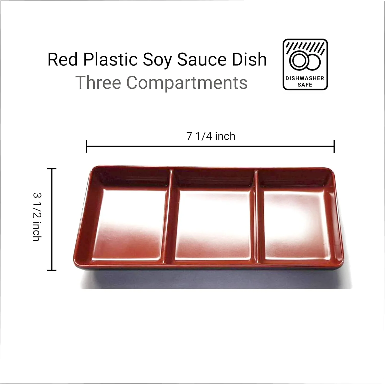Set Of 12 Plastic Soy Sauce Dishes Dipping Bowls Three Compartments For Ketchup BBQ Sauce Or Seasoning Japanese Black And Red Color…